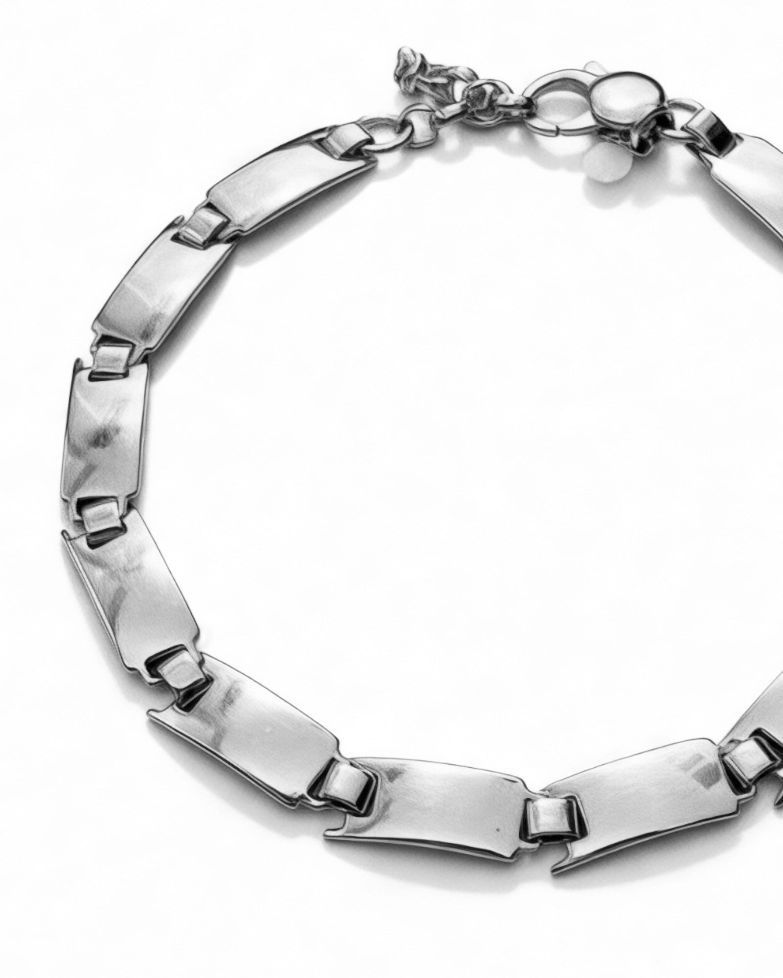 Men's Silver Bracelet with Geometric Links