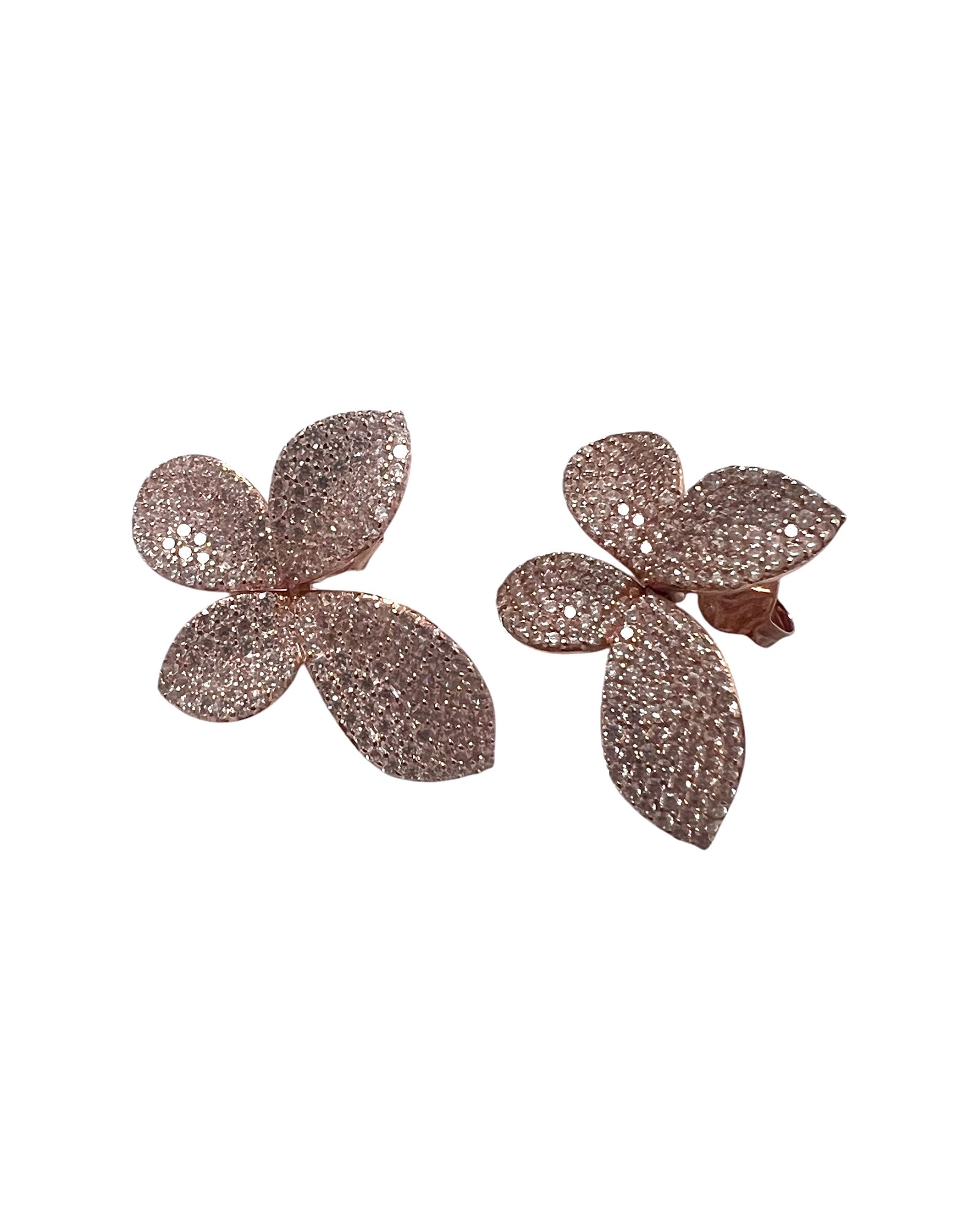 Rose Silver Petal Earrings