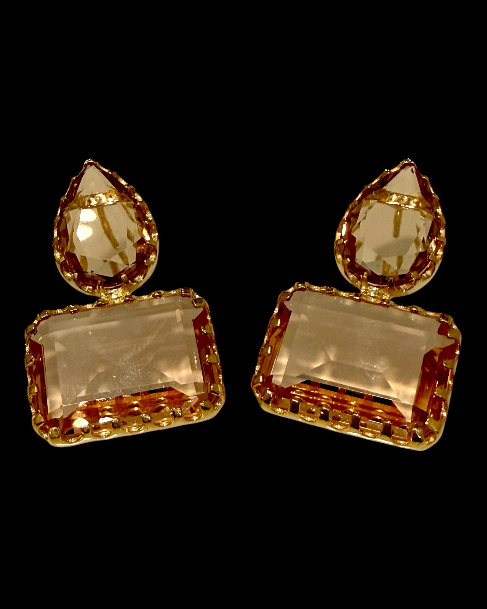 Pink Stone Earrings in Gold Plated Silver
