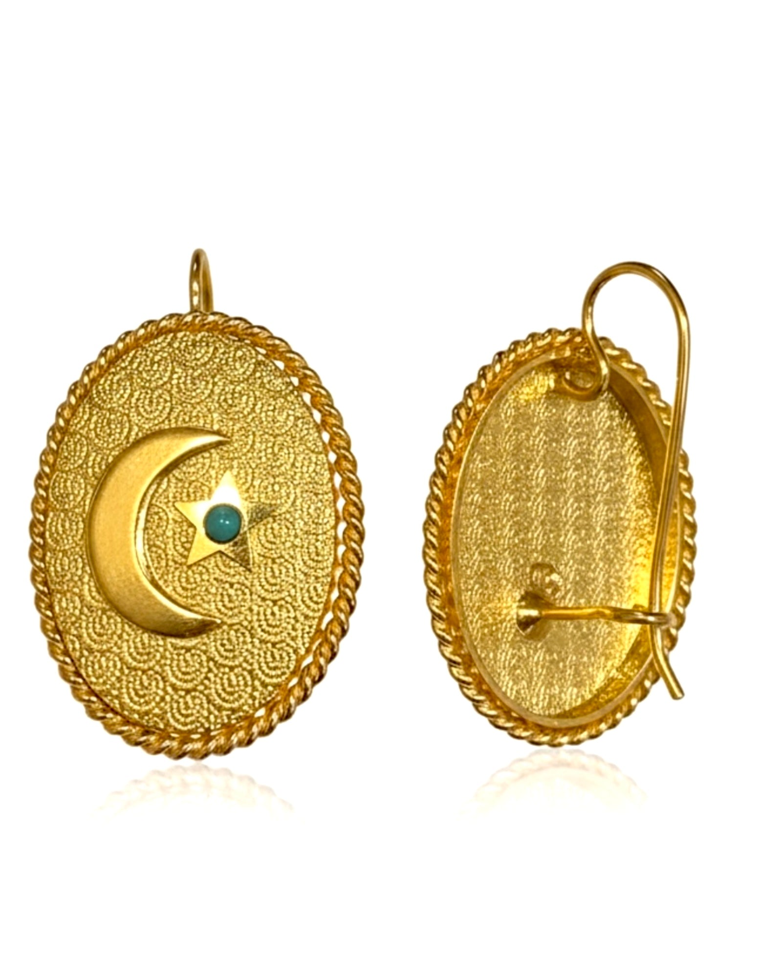 Baroque Earrings with Blue Stones in Gold-Plated Silver