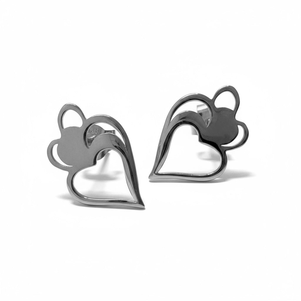 Viana is Love Heart Earrings in Silver
