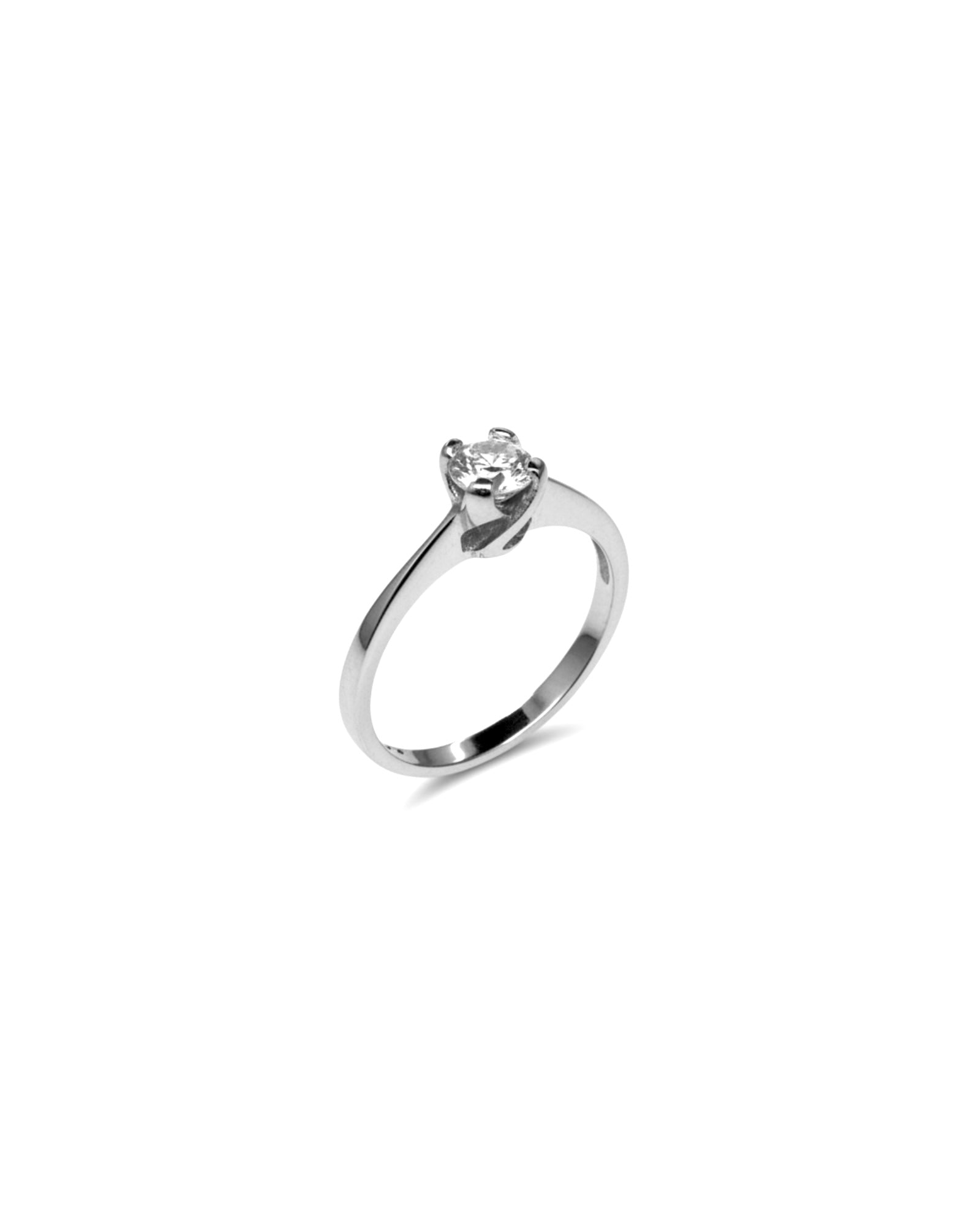 Anel Solitário Ouro Branco