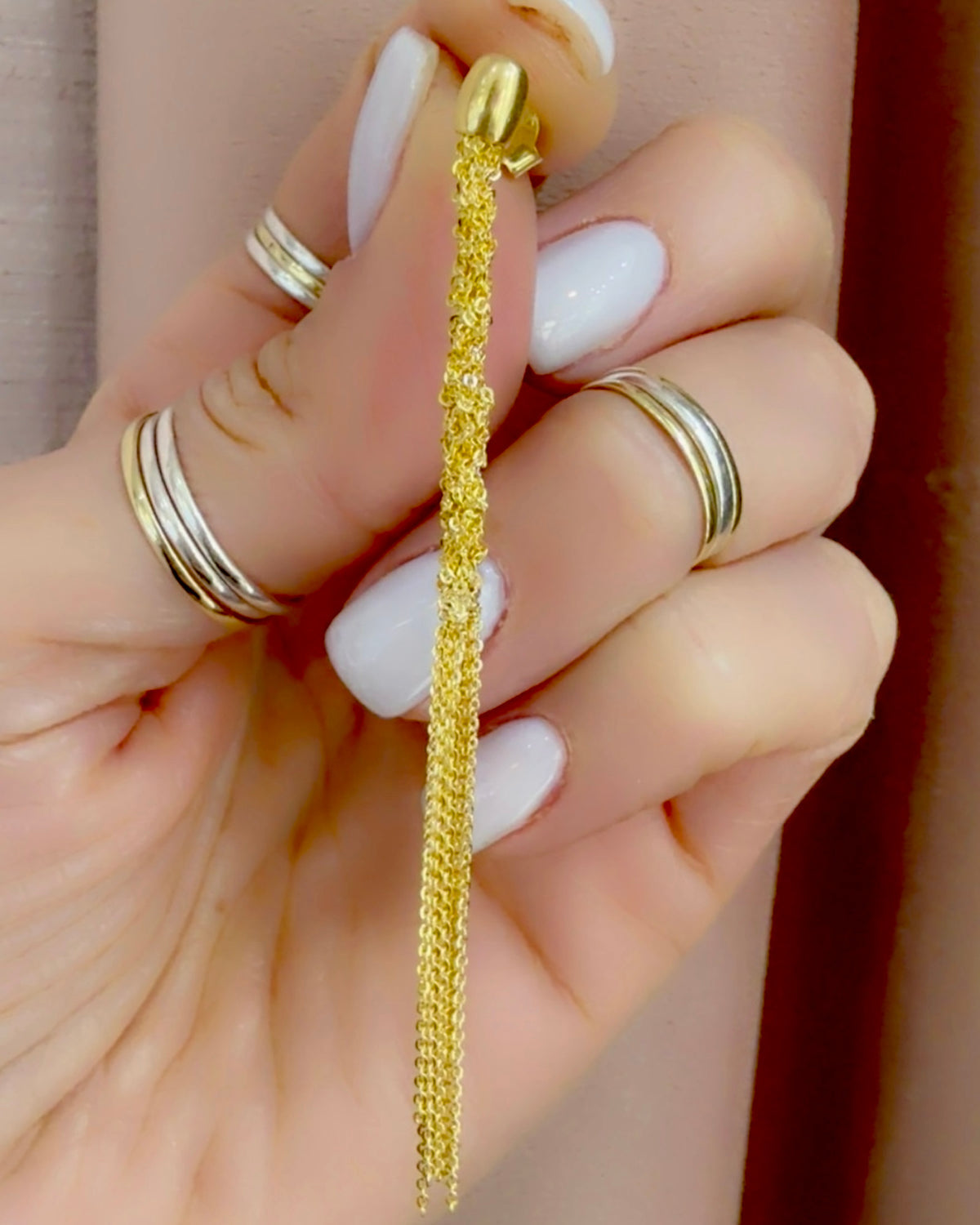 Brincos Compridos em Prata Dourada