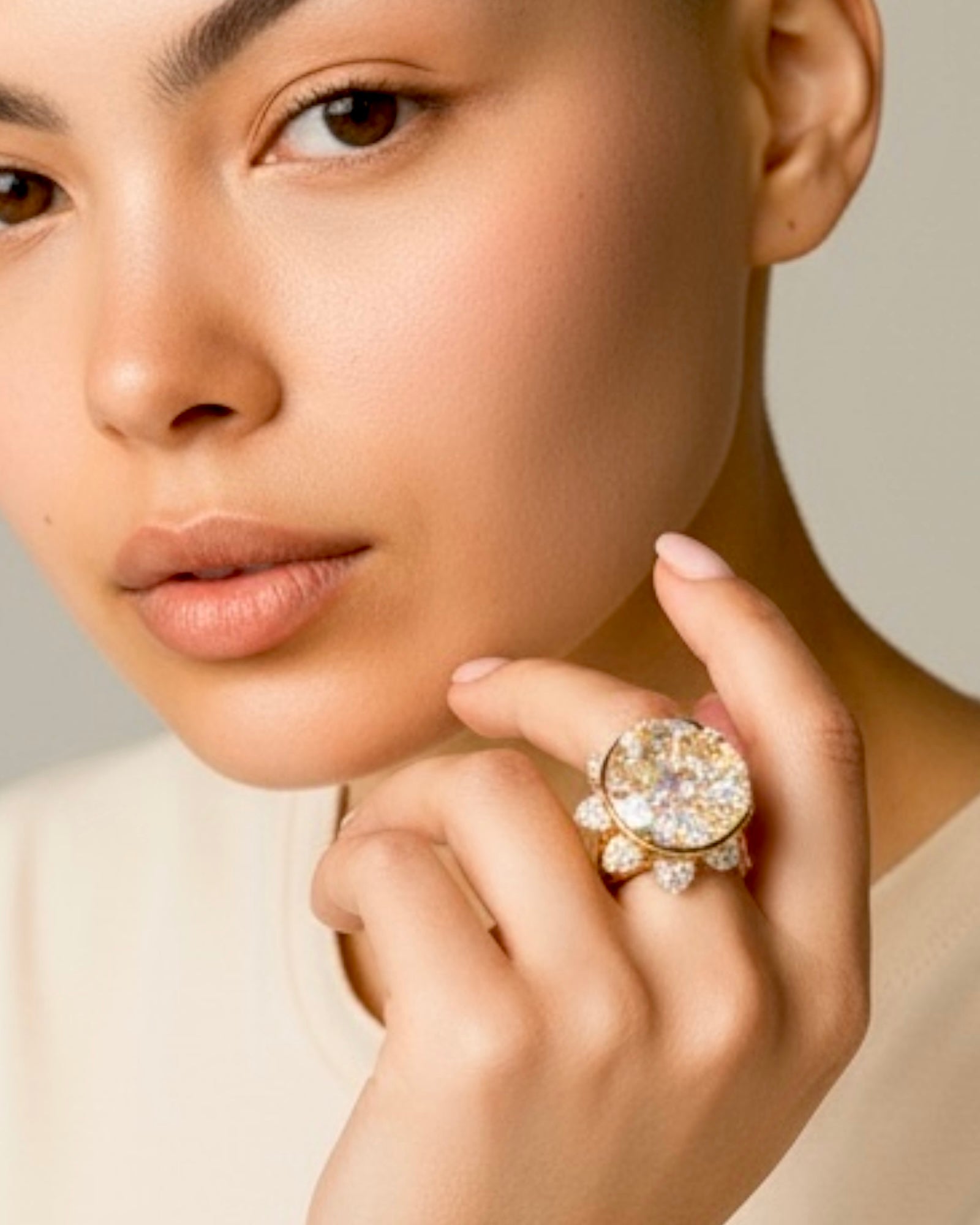 Colorful Glitter Ring in Gold-Plated Silver