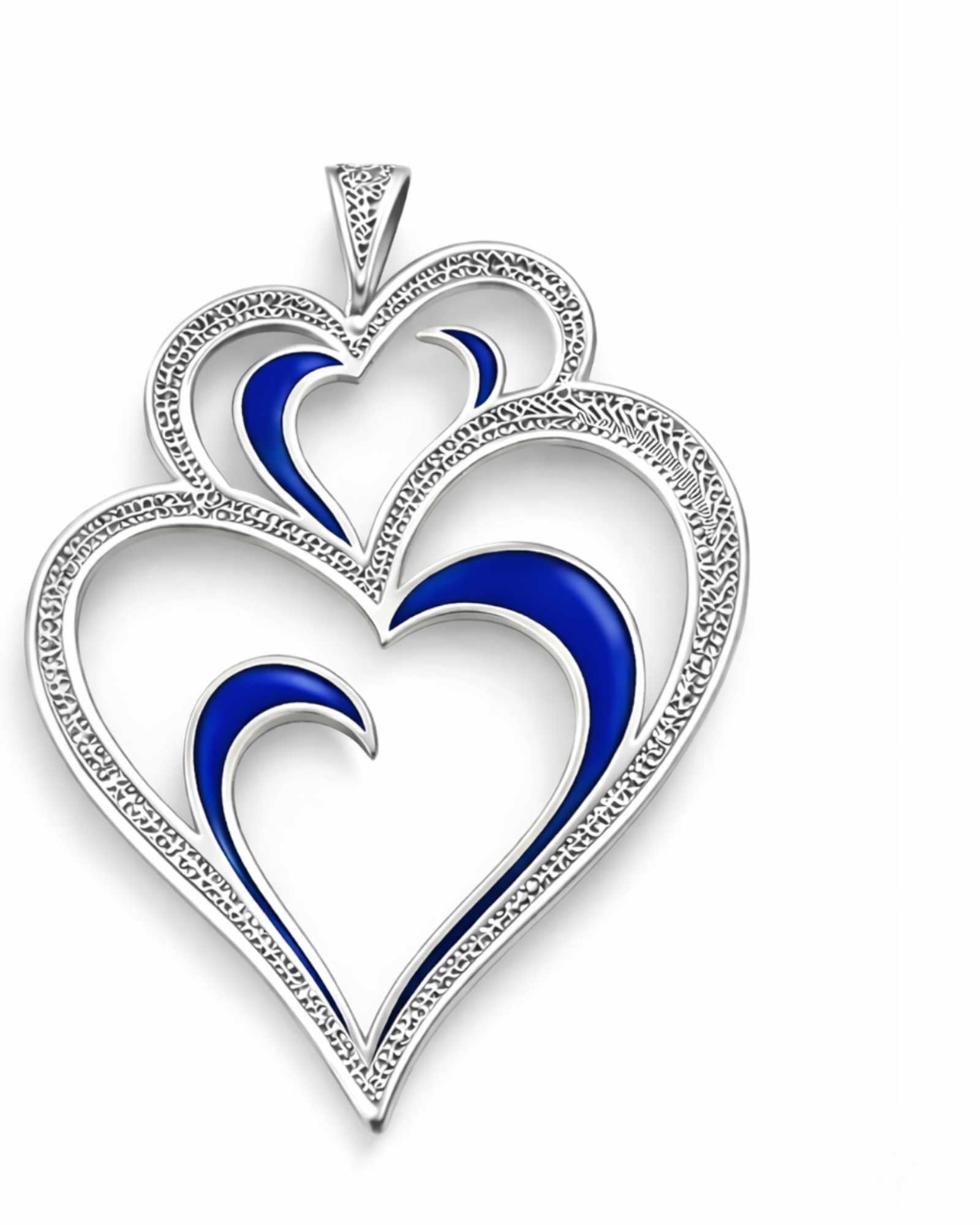 Viana Heart Medal is Love with Blue Enamel on Silver