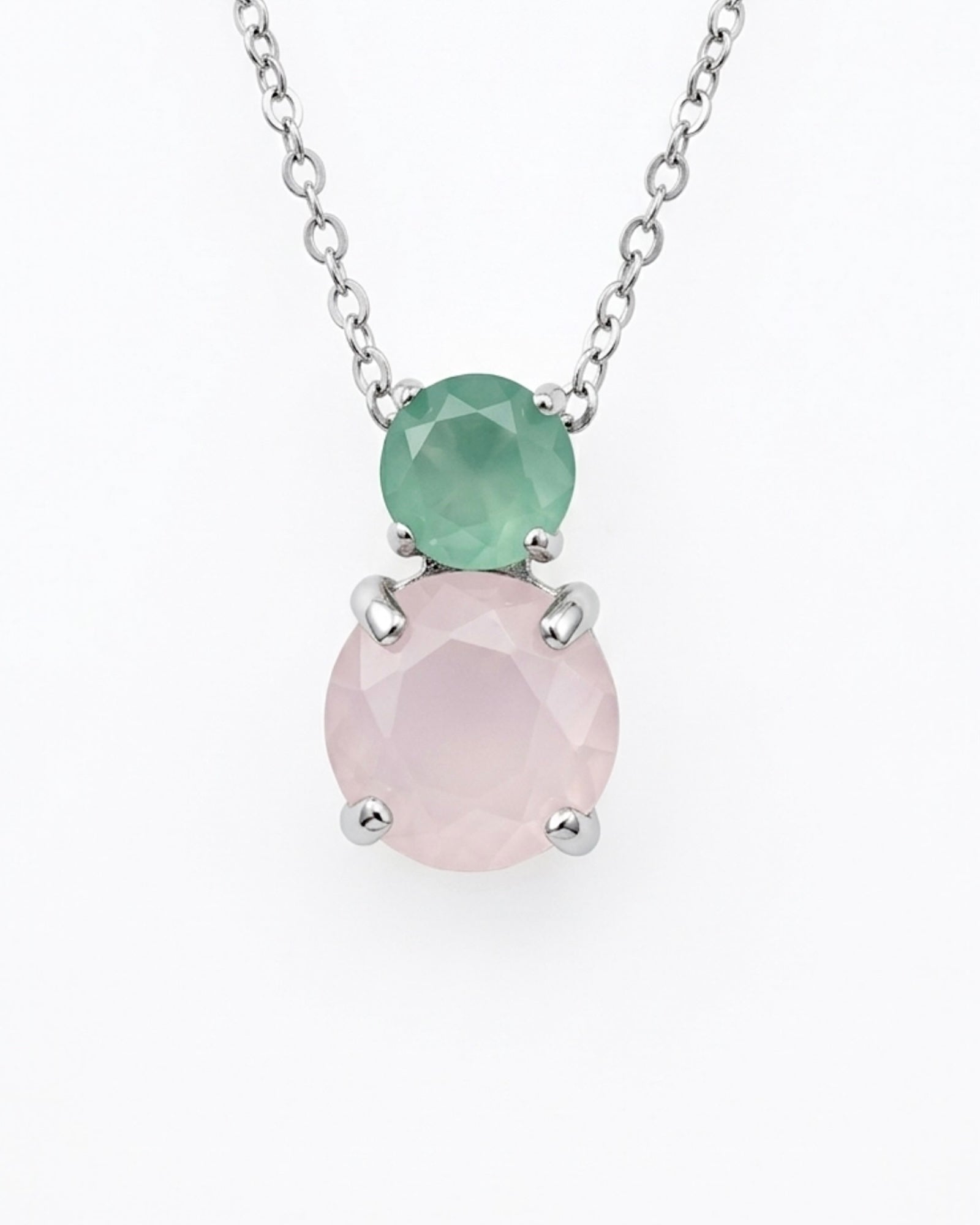 Colar Rosa e Azul em Prata