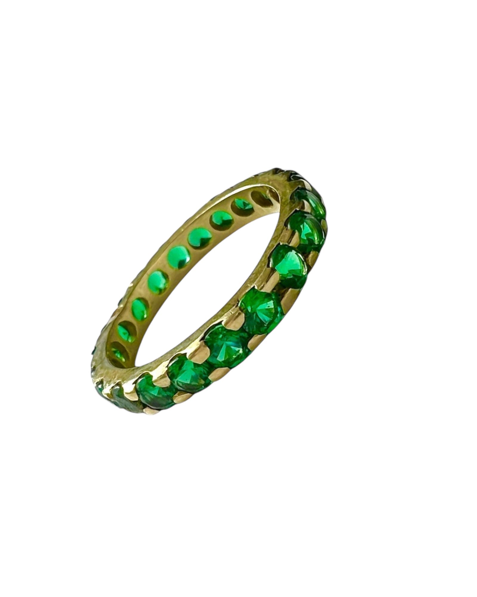 Green Ring in Gold Plated Silver