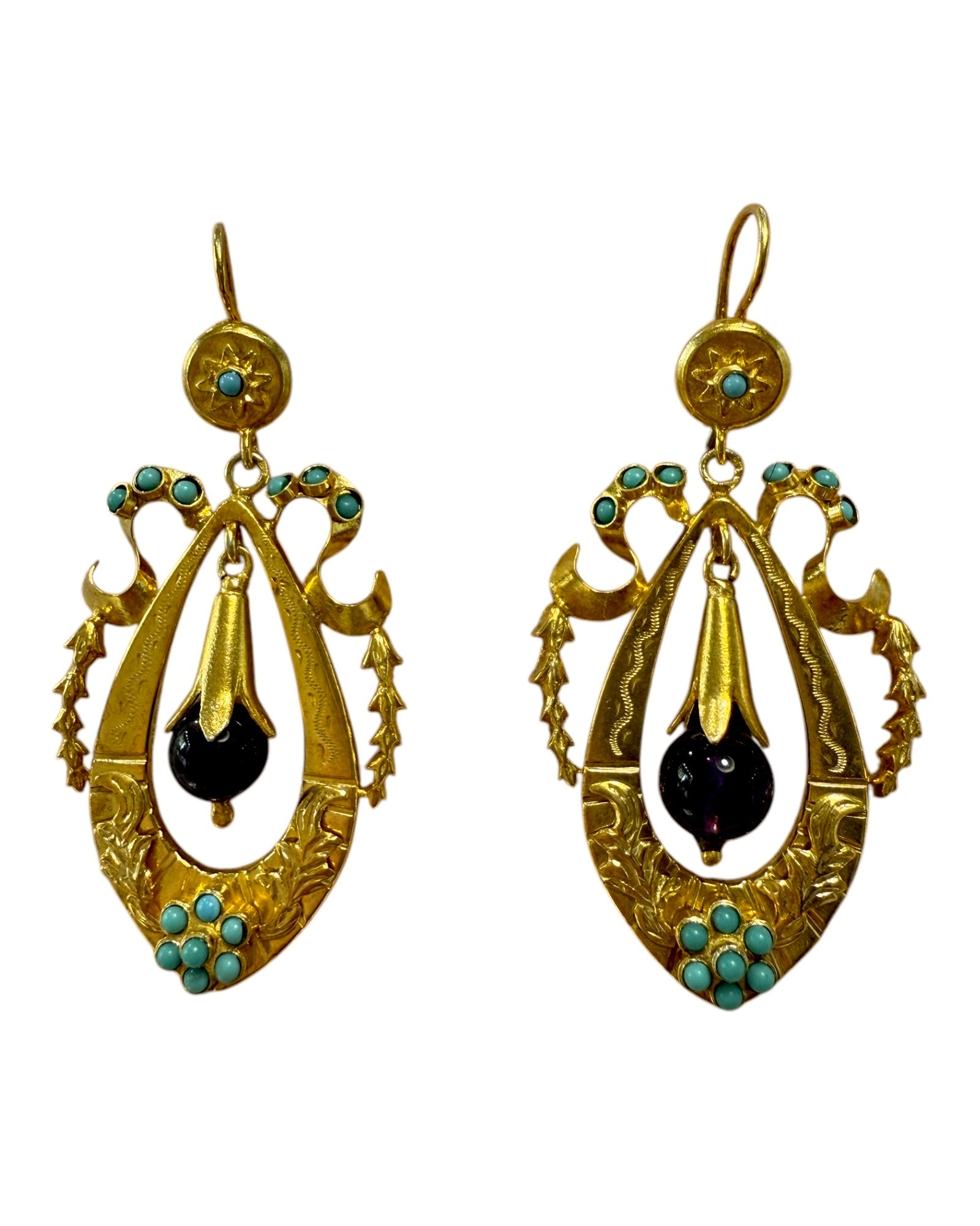 Baroque Filigree Earrings in Gold Plated Silver
