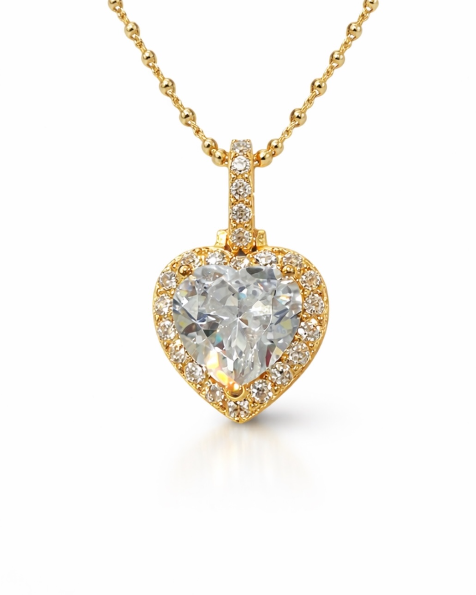 Colar Coração em Prata Dourada