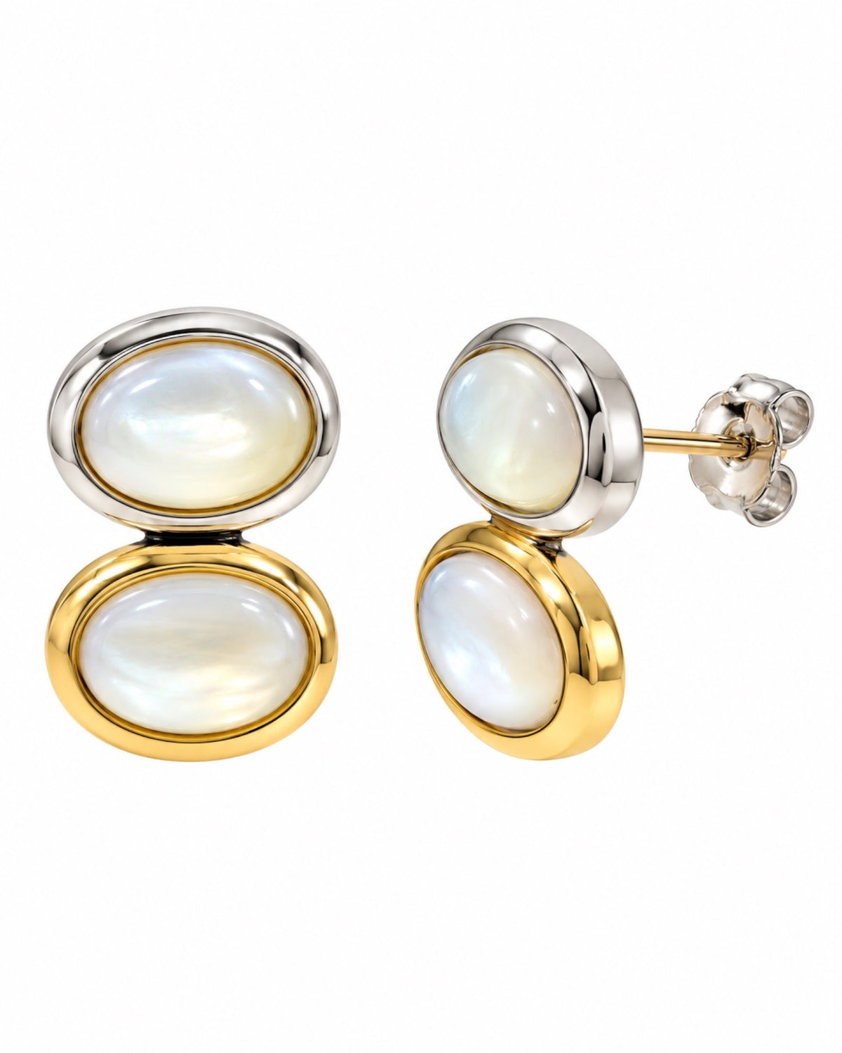 Double Shine Earrings in Silver and Gold 