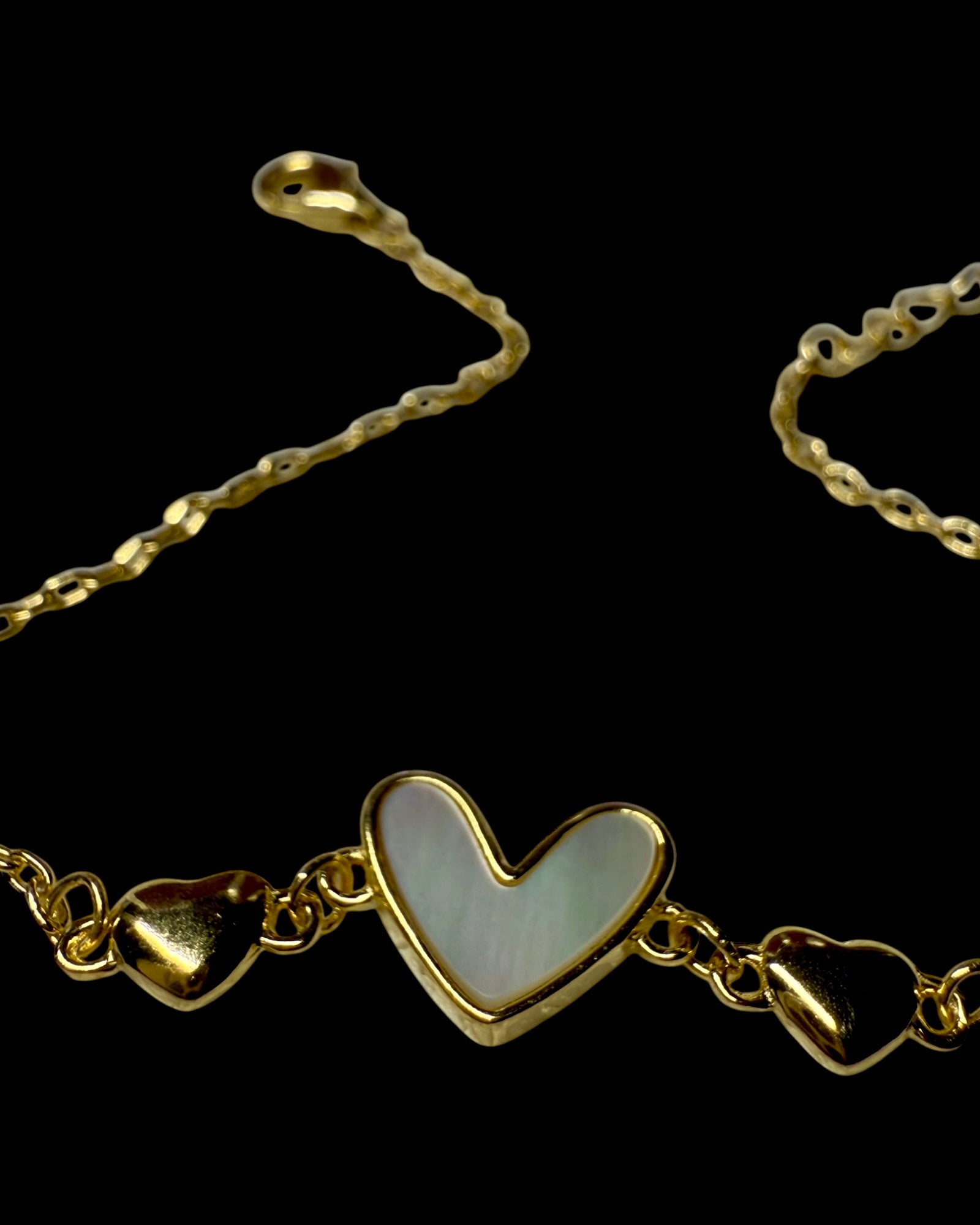 Pulseira Coração em Prata Dourada