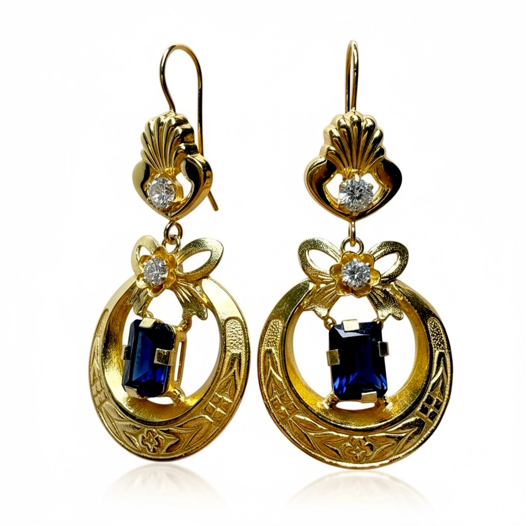 Blue Baroque Earrings in Gold Plated Silver