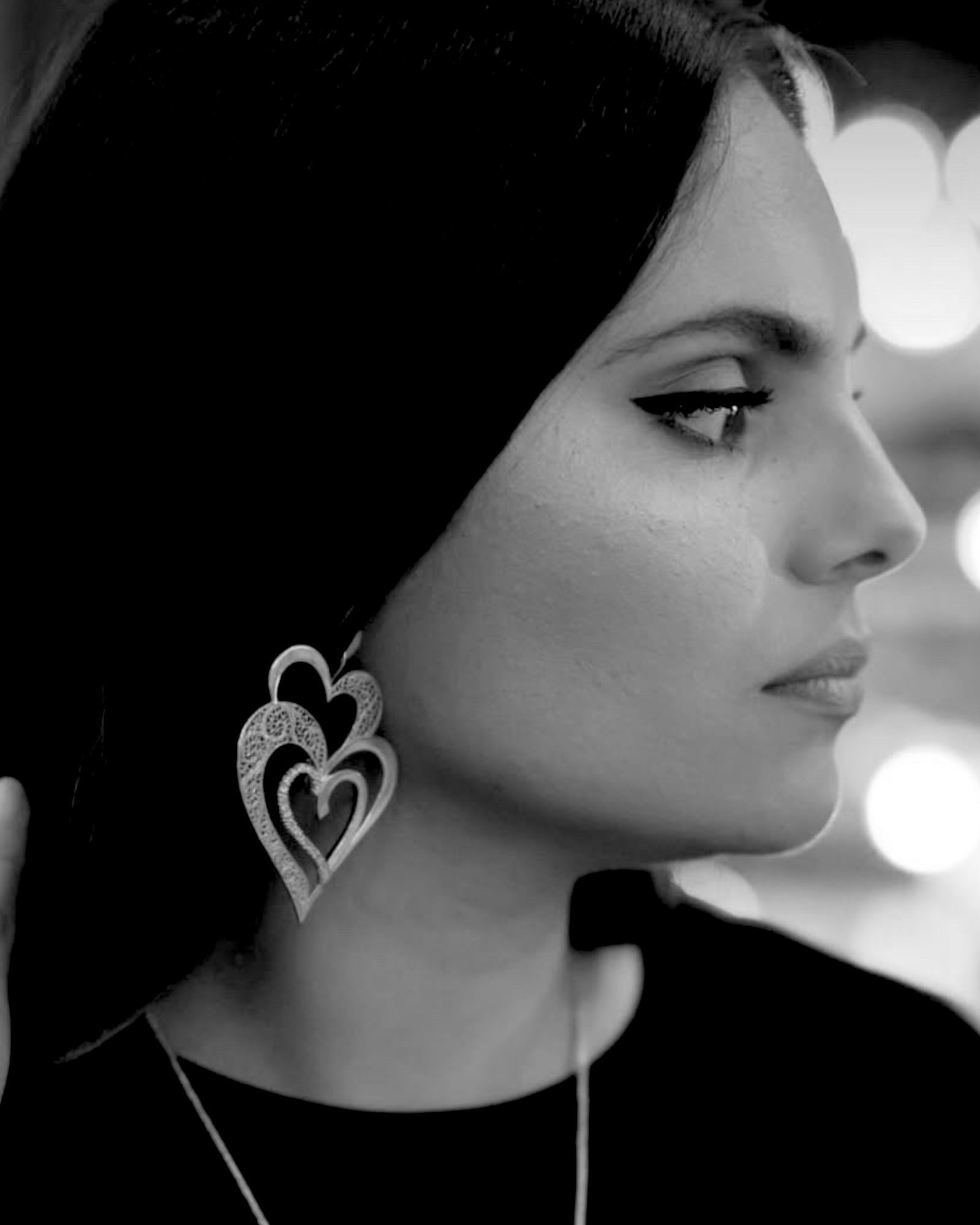 Viana Heart Earrings in Silver