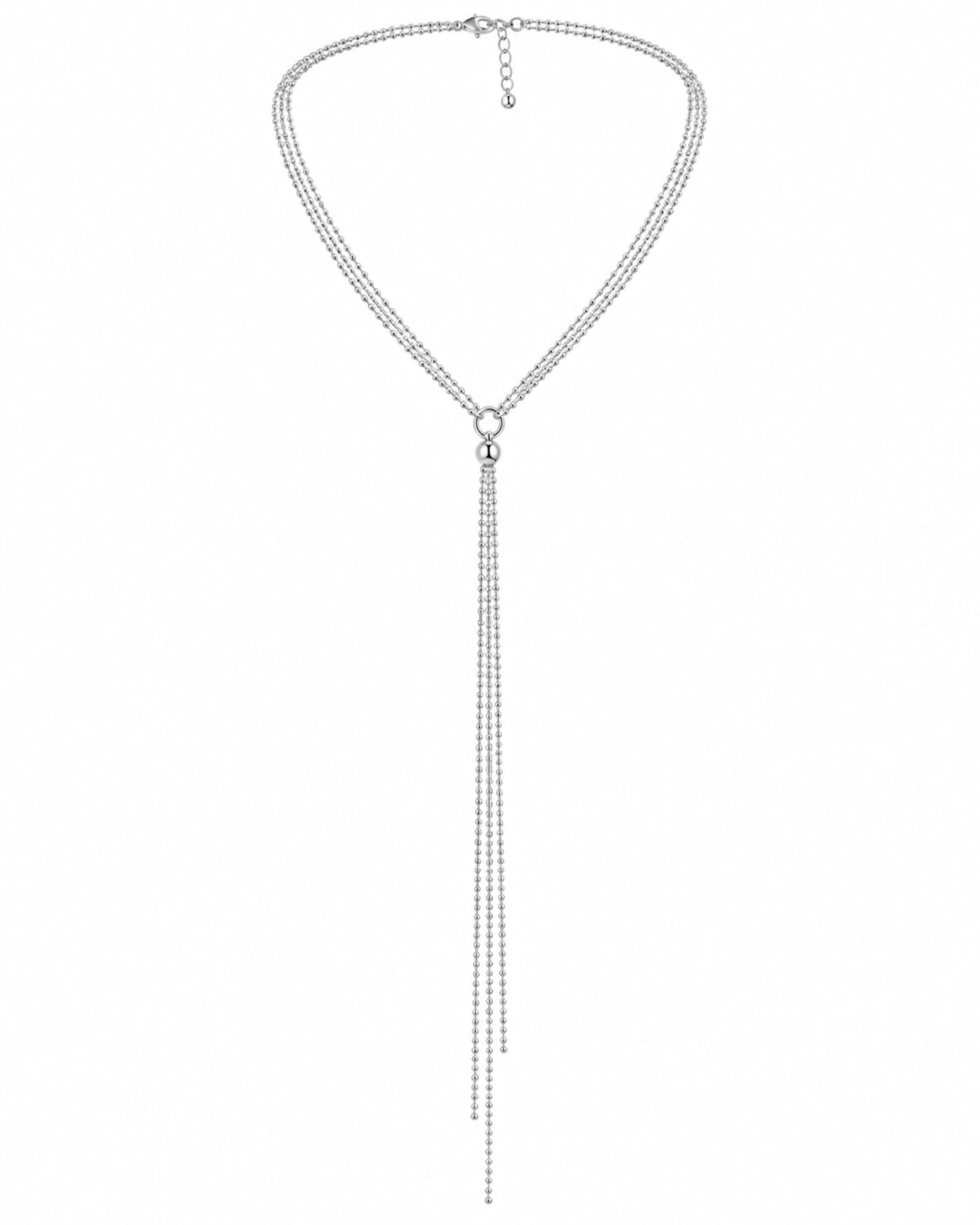 Long Necklace with Front-Wearing Chain in Silver - Customizable