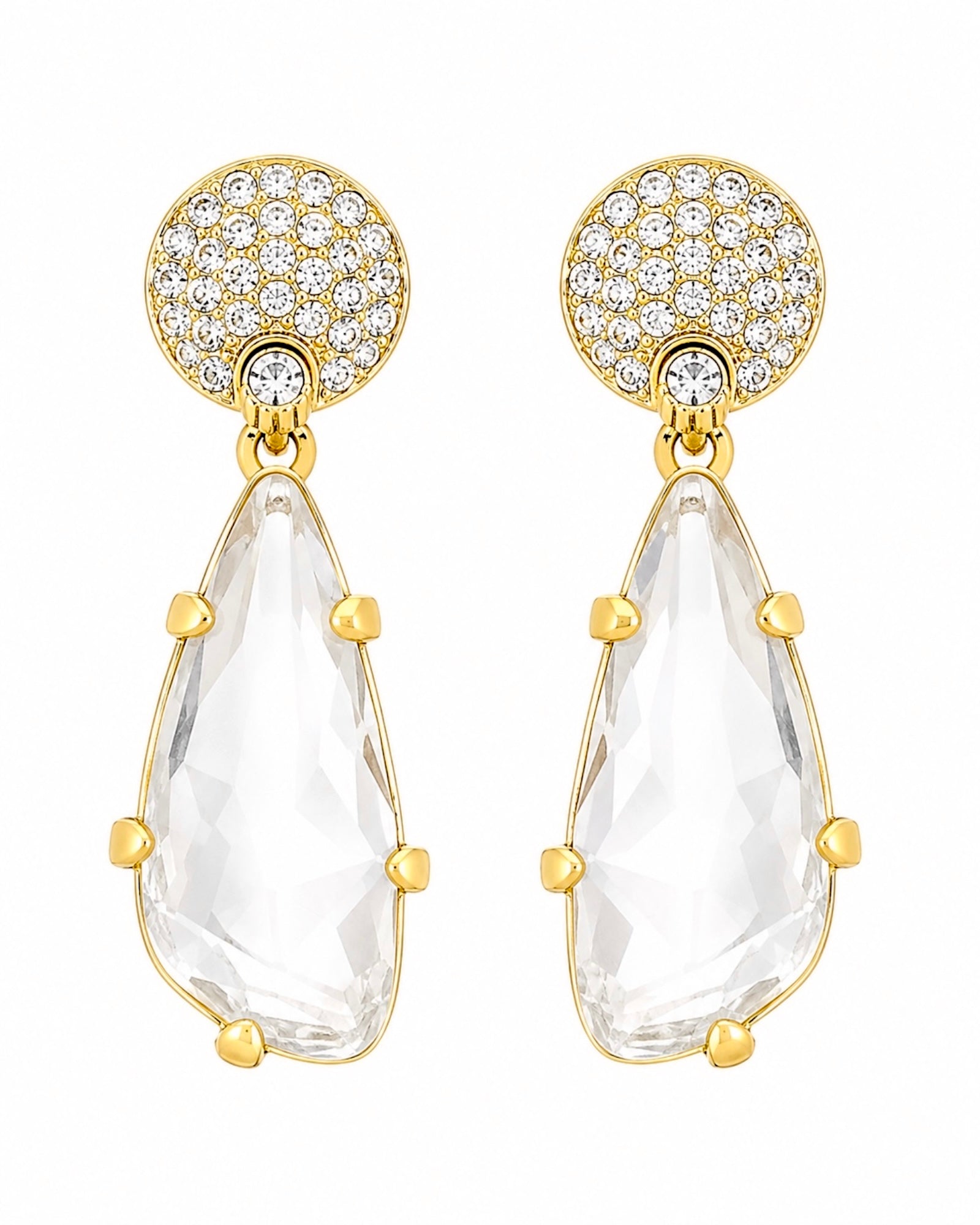 Brincos Cristal  em Prata Dourada