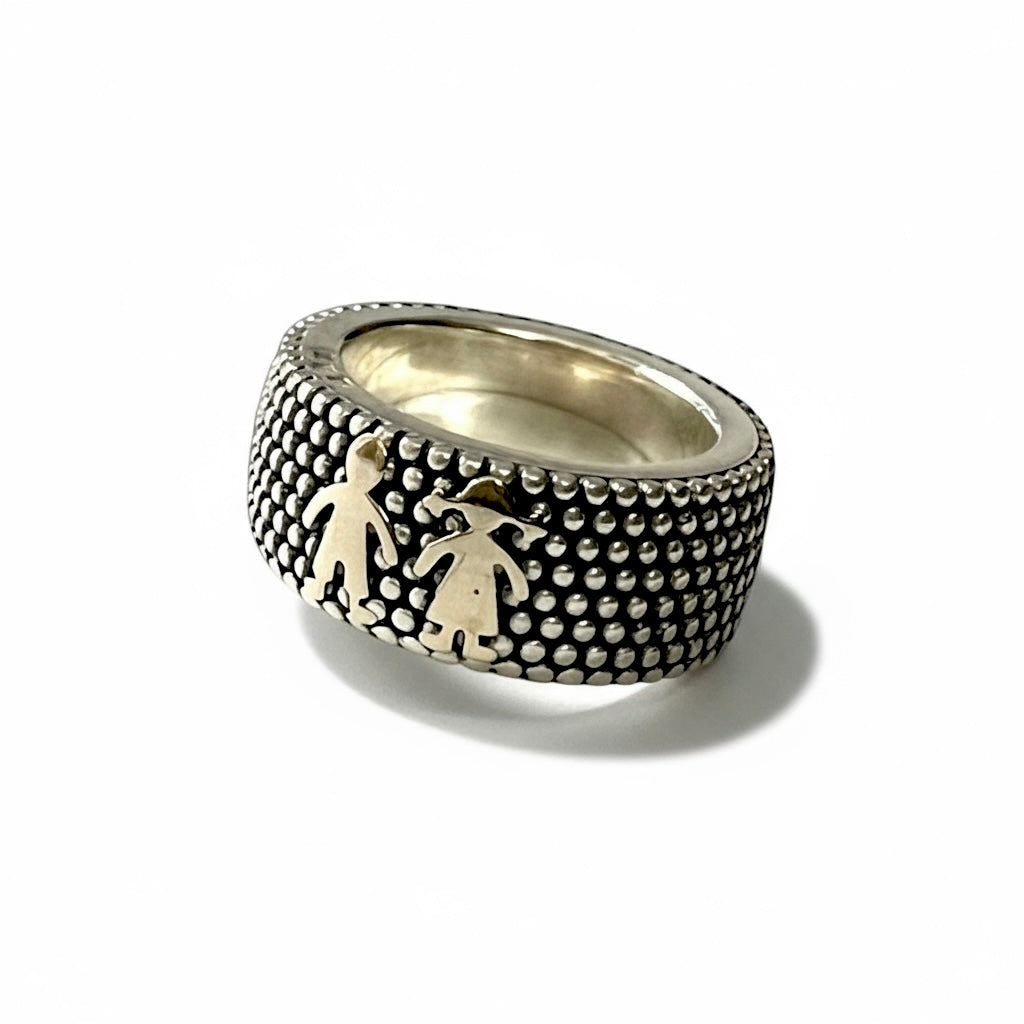 Boy and Girl Ring in Silver and Gold