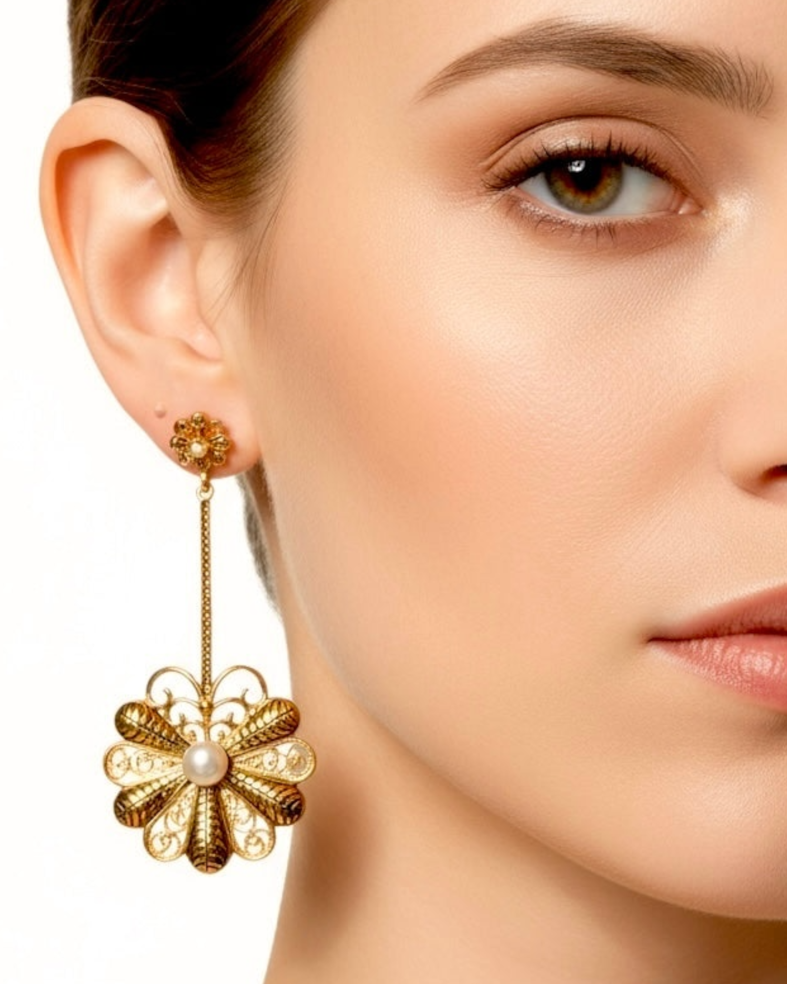 Filigree Flower Earrings in Gold-Plated Silver