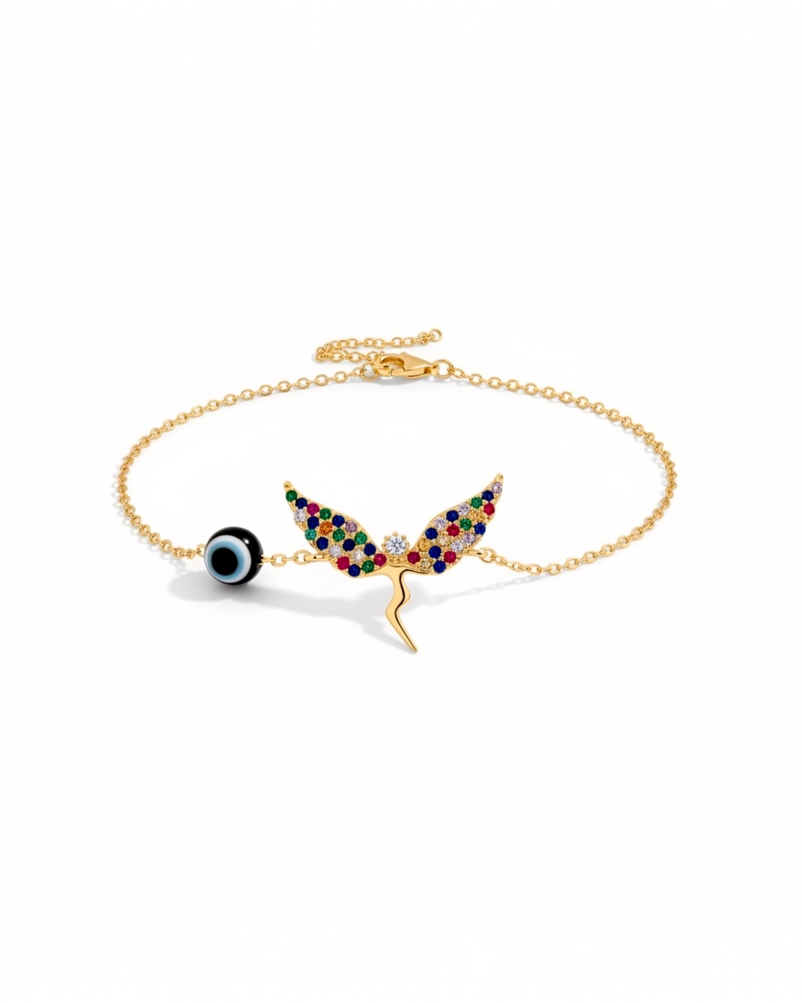 Pulseira  Fada Colorida em Prata Dourada