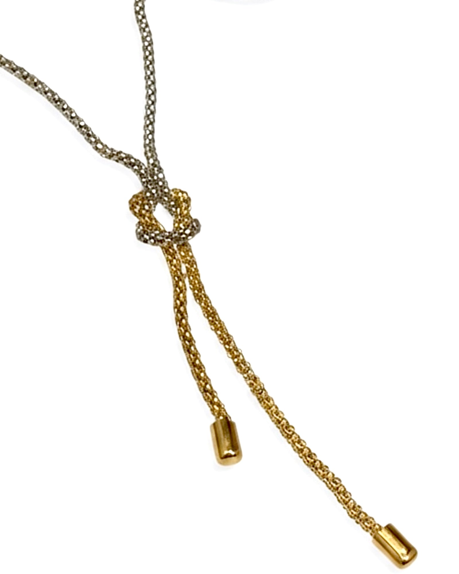 Happiness Knot Necklace in White and Gold Silver