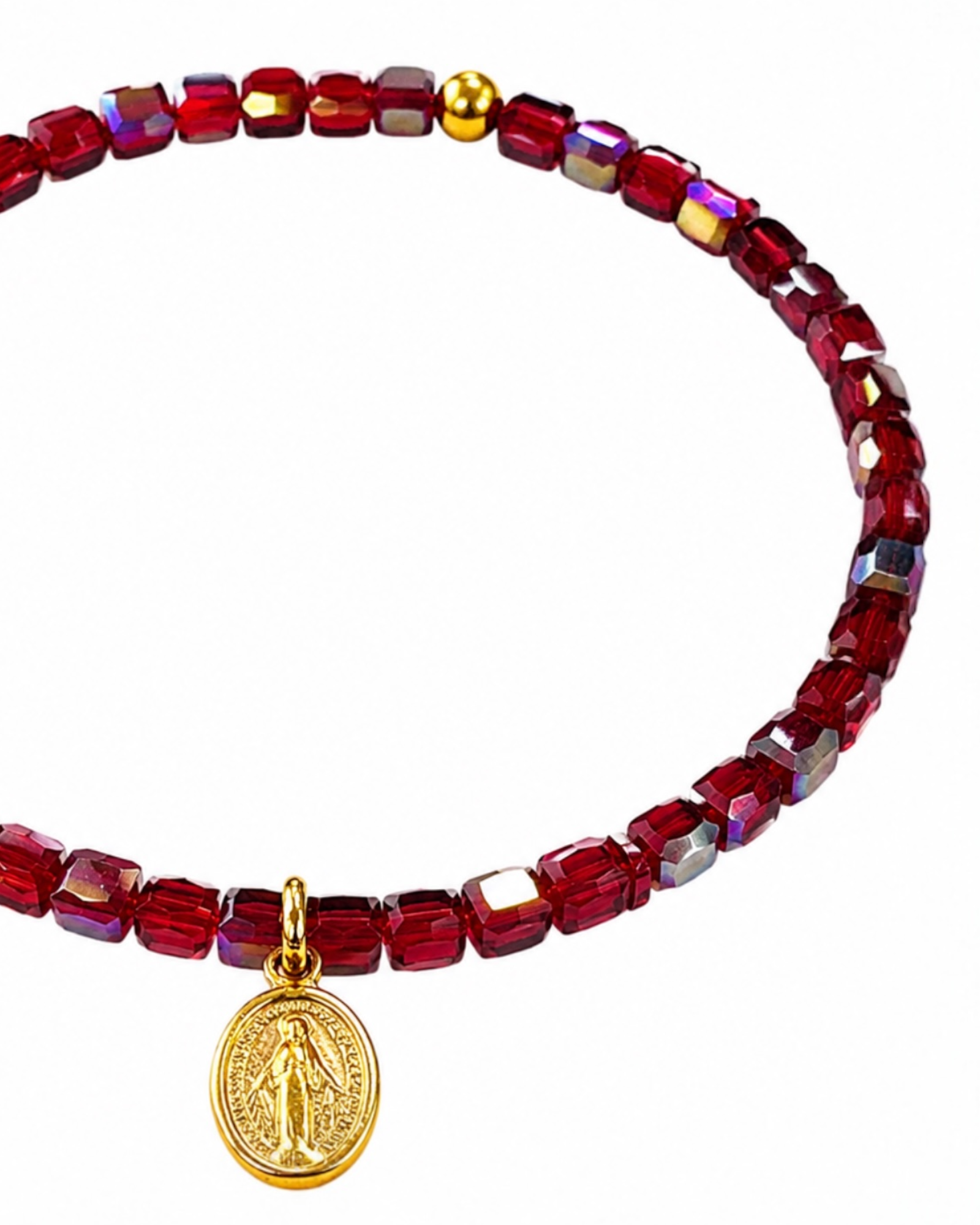 Our Lady of Grace Bracelet with Stones in Gold-Plated Silver