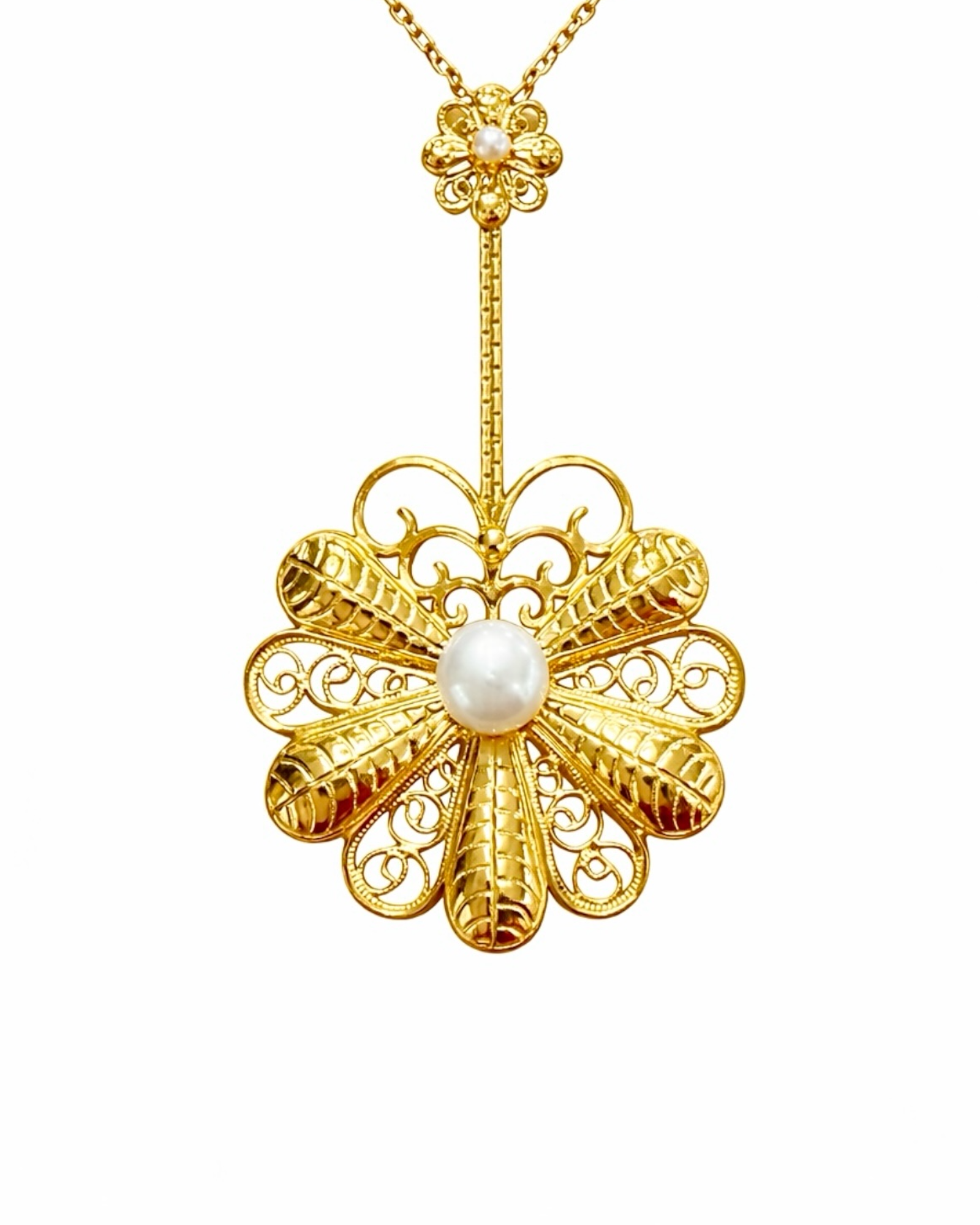 Filigree Flower Necklace in Gold-Plated Silver