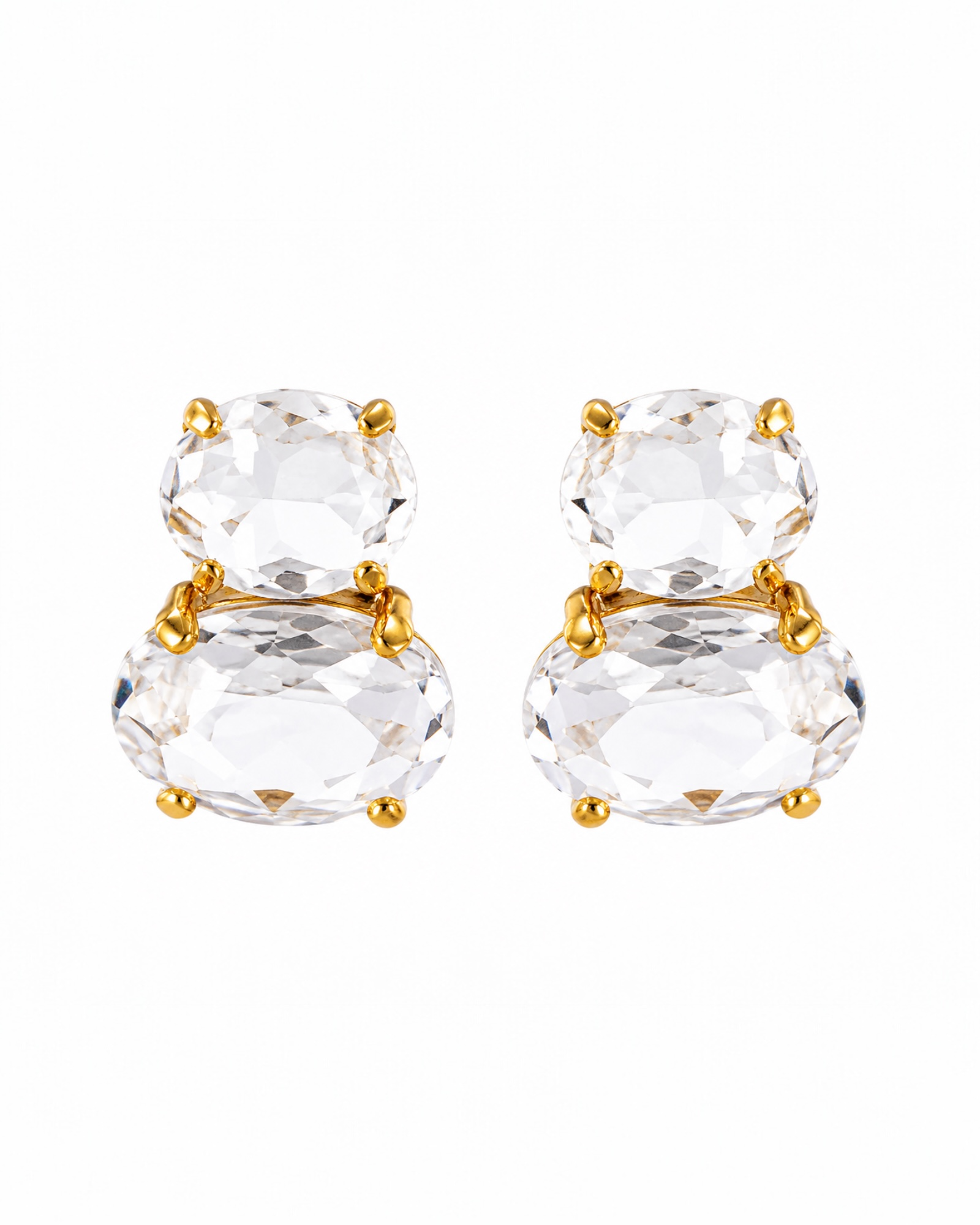 Clear Crystal Earrings in Gold-Plated Silver