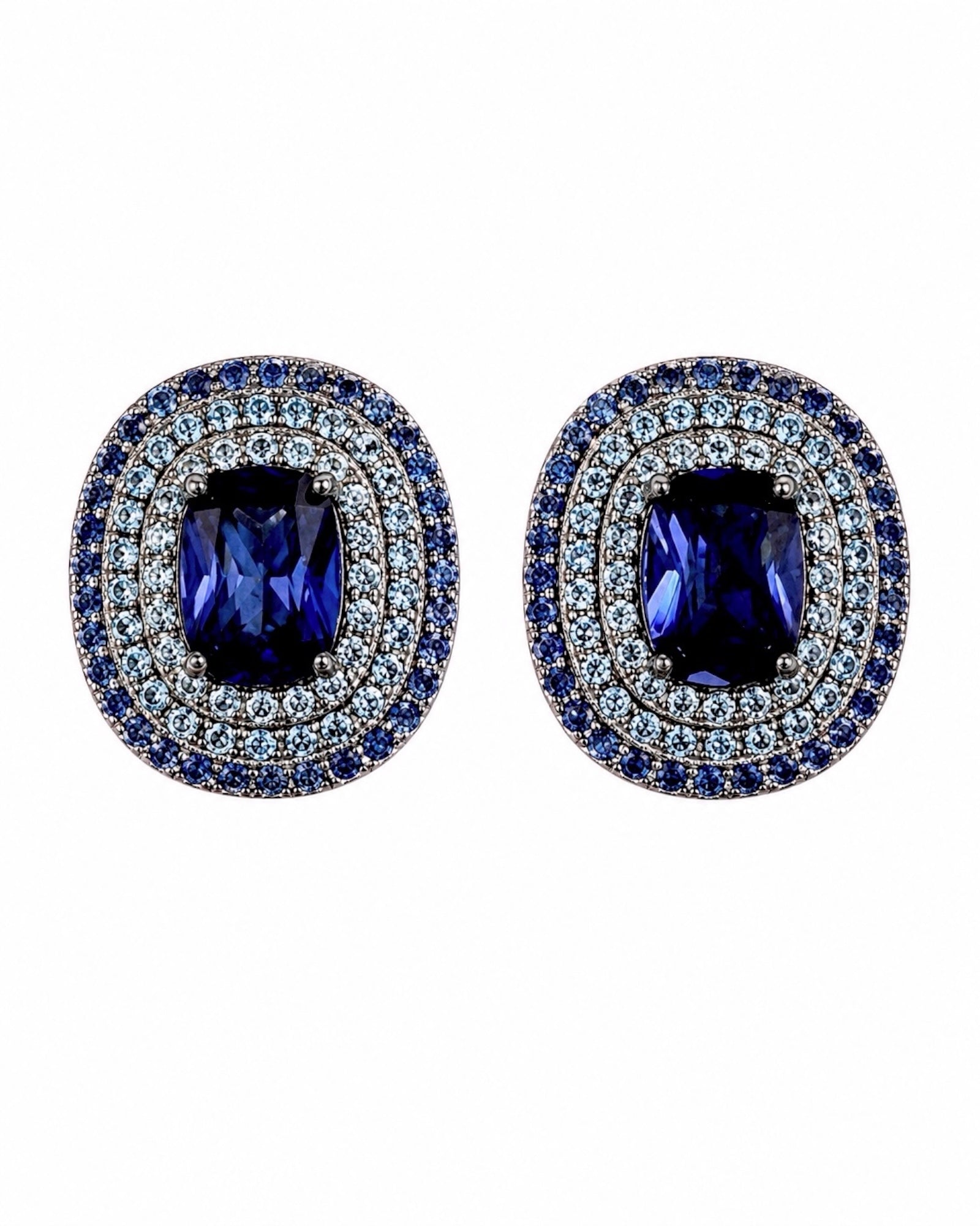 Brincos Cor Azul  em Prata