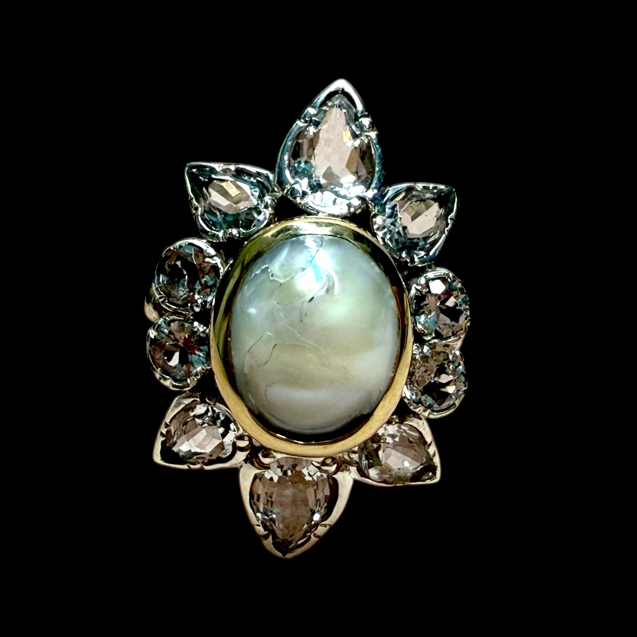 Pearl Ring in Silver and Gold