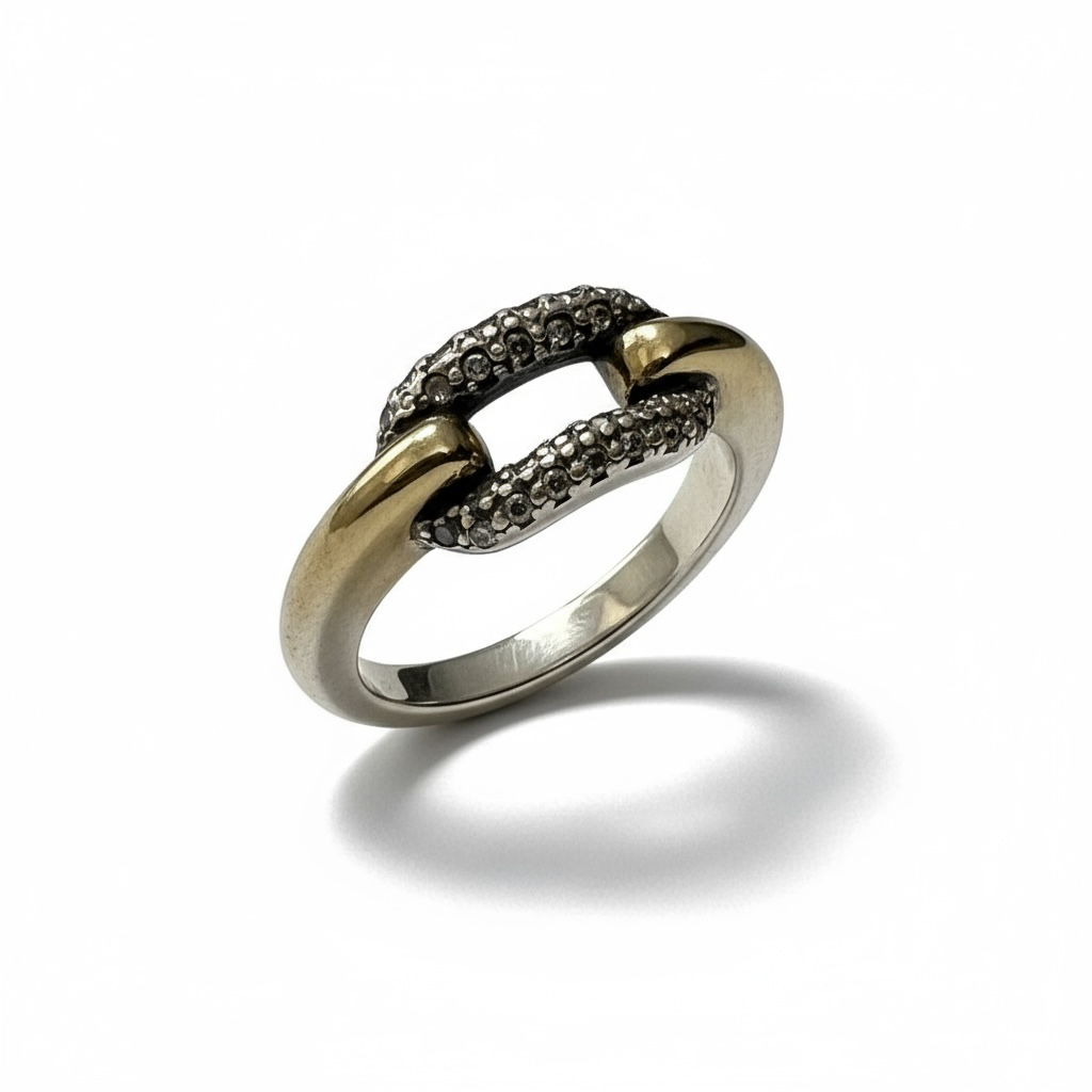 Silver and gold ring