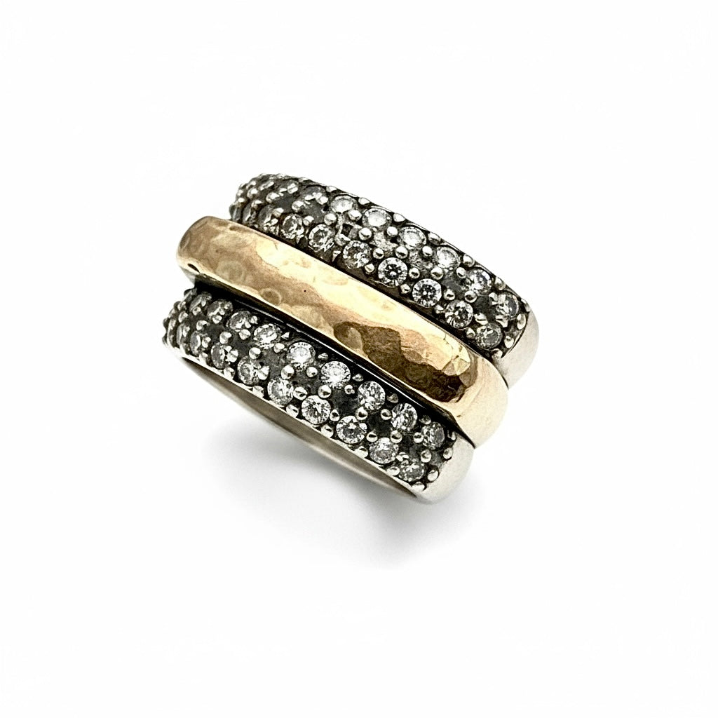 Book Ring in silver and gold