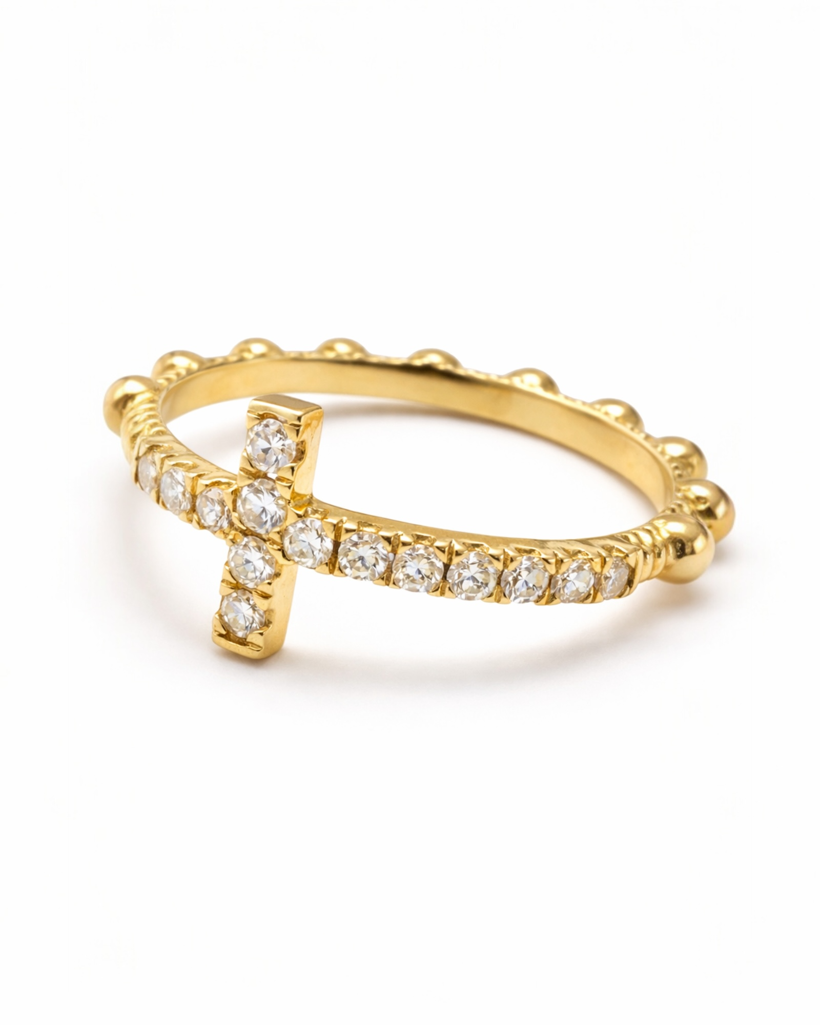 Anel Cruz em prata dourada