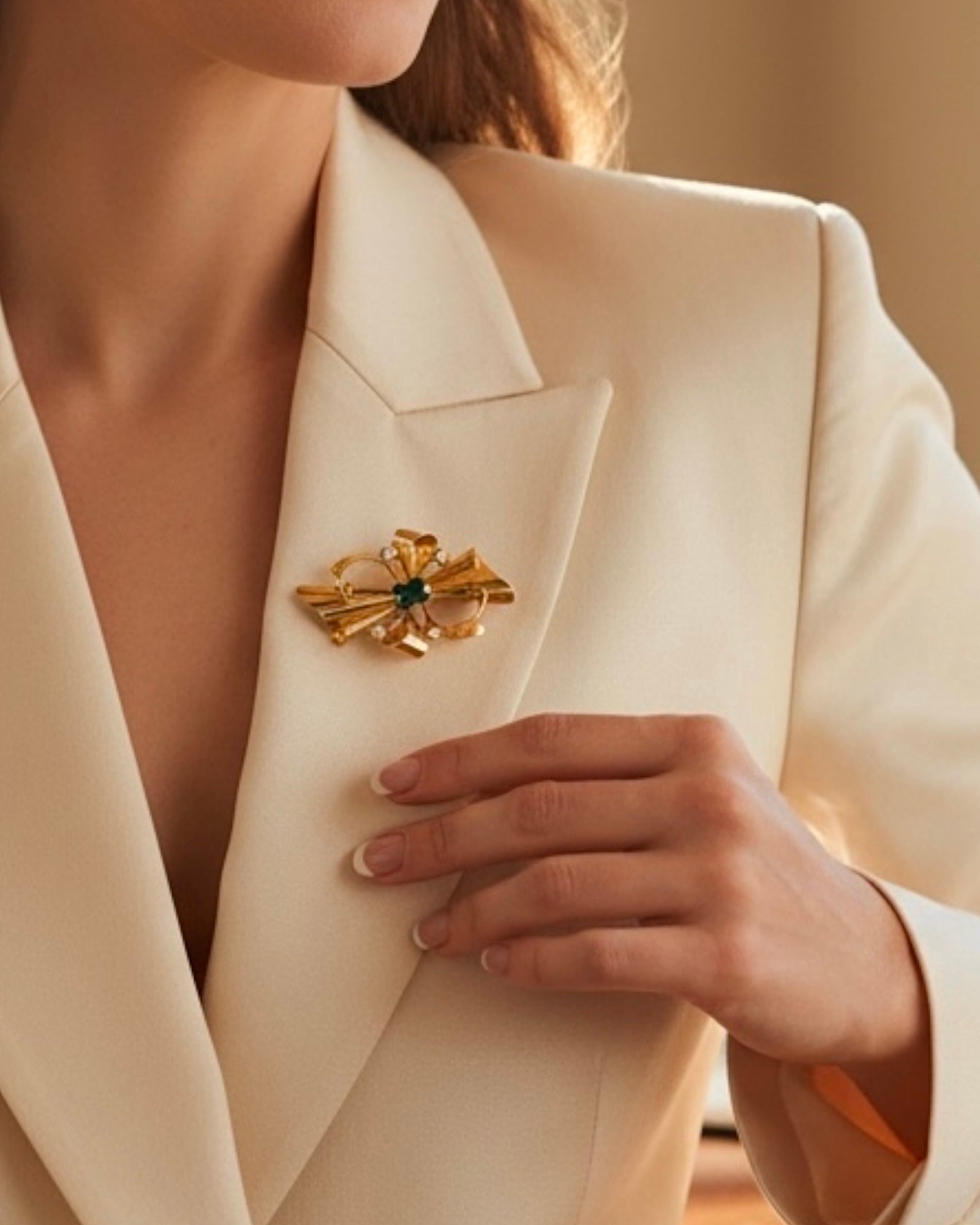 Blue Ribbon Pin in Gold Silver