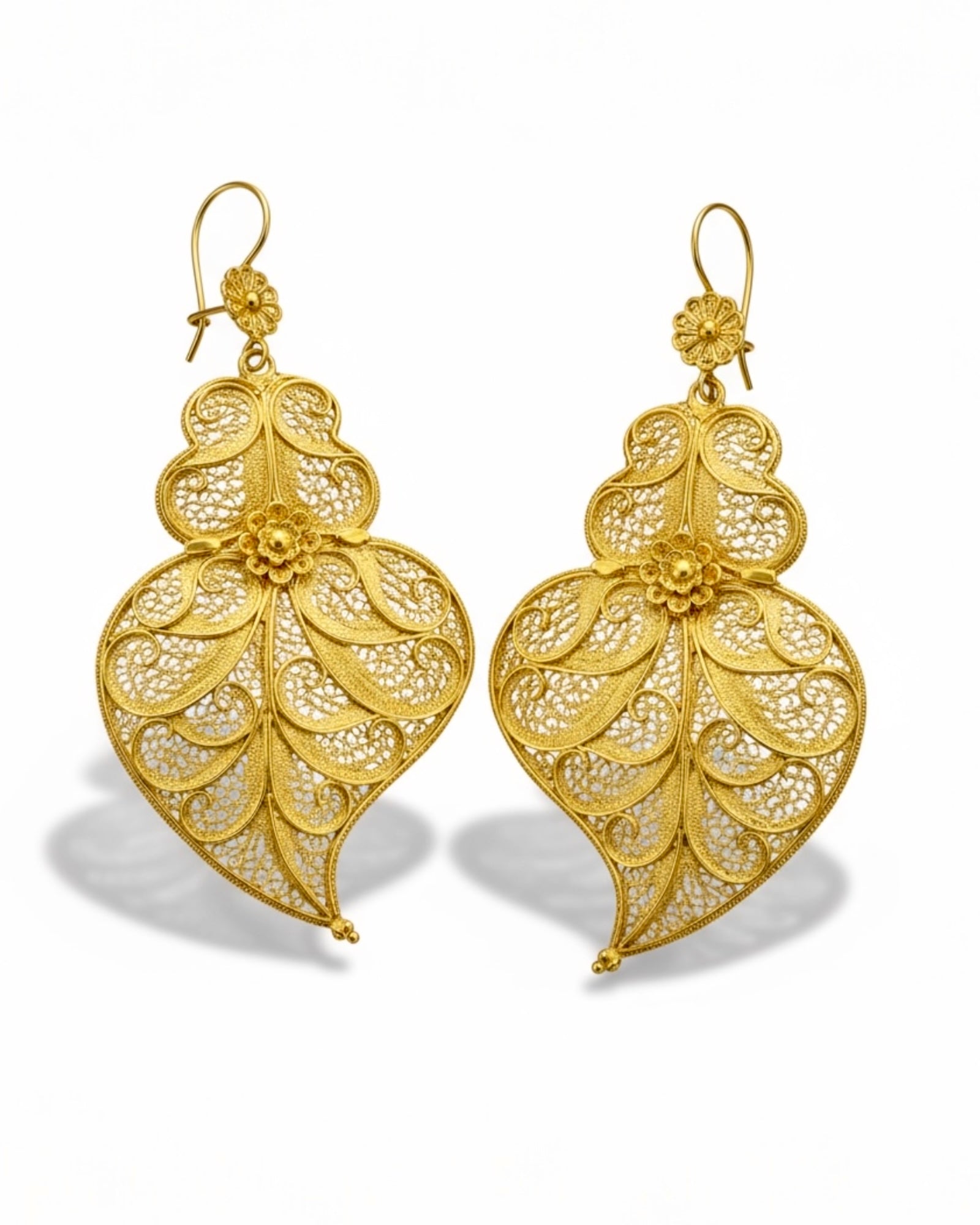 Viana Heart Earrings in Filigree in Gold Plated Silver