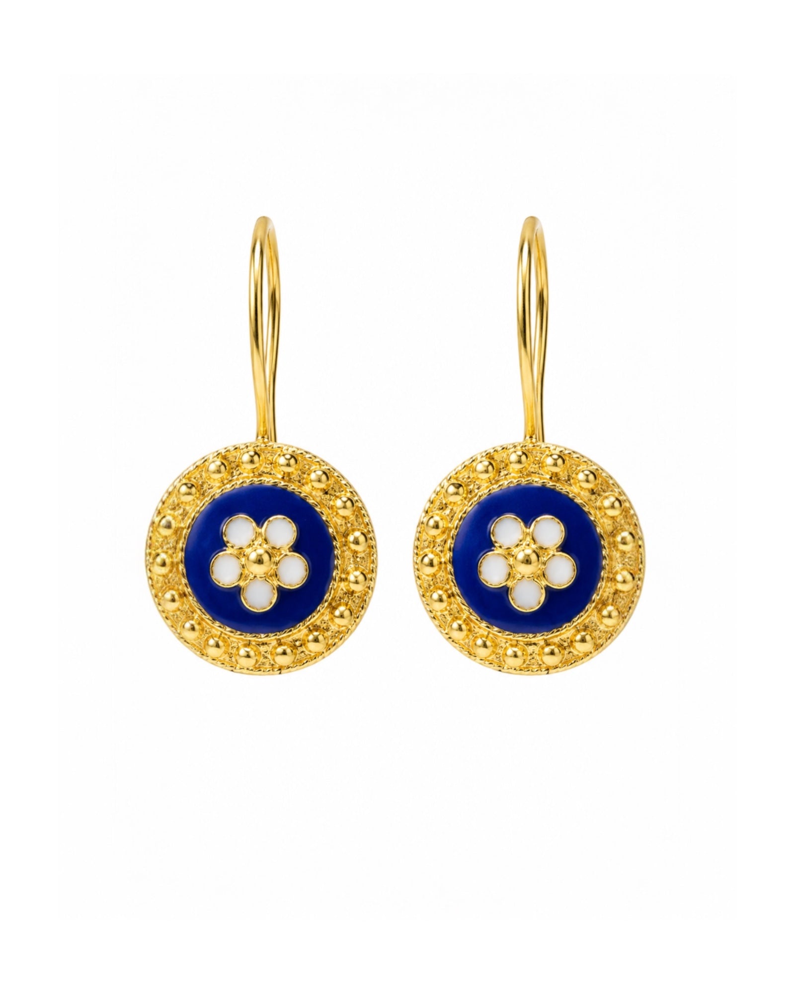 Brincos Caramujo Azul em Prata Dourada
