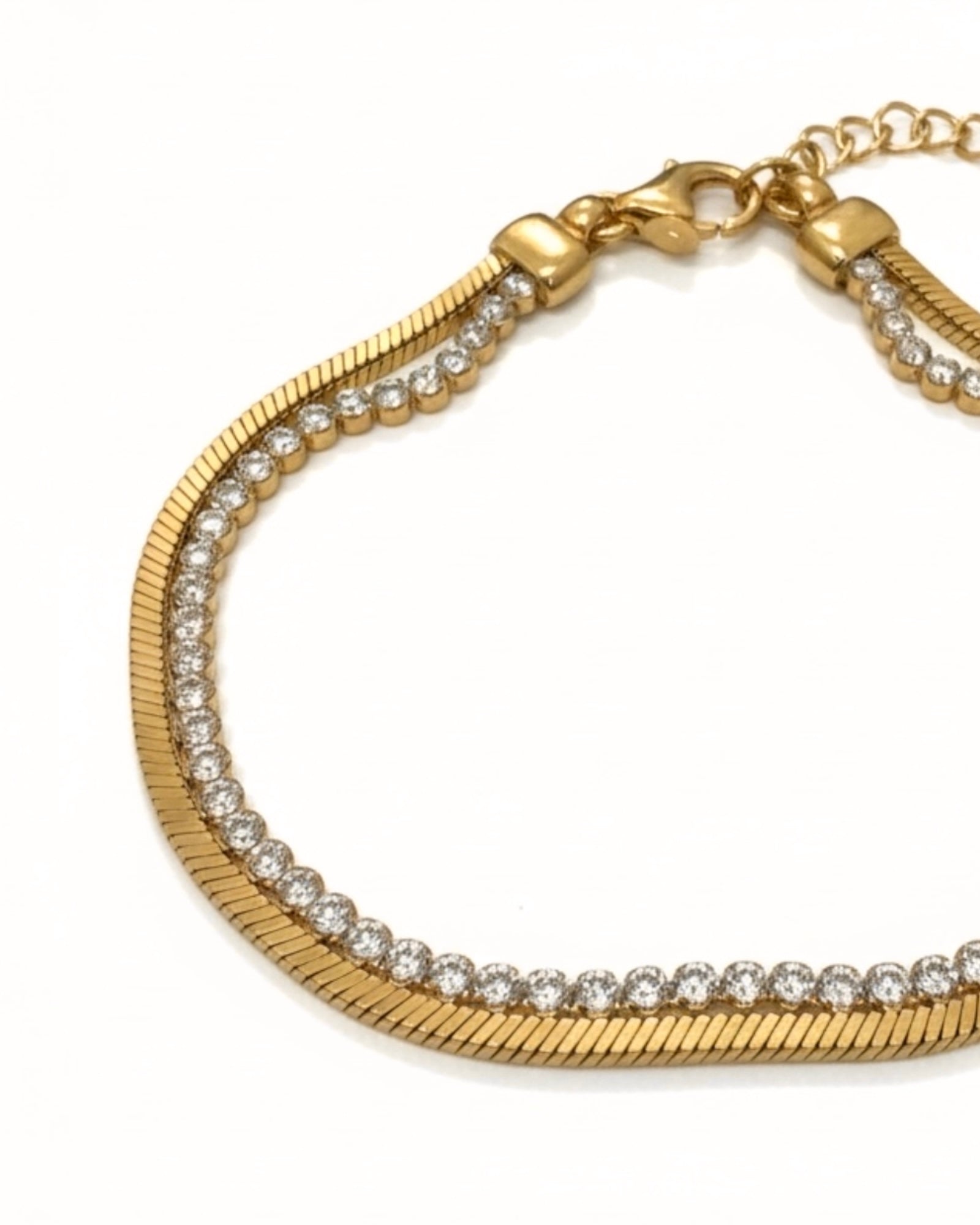 Pulseira com Brilho em Prata Dourada