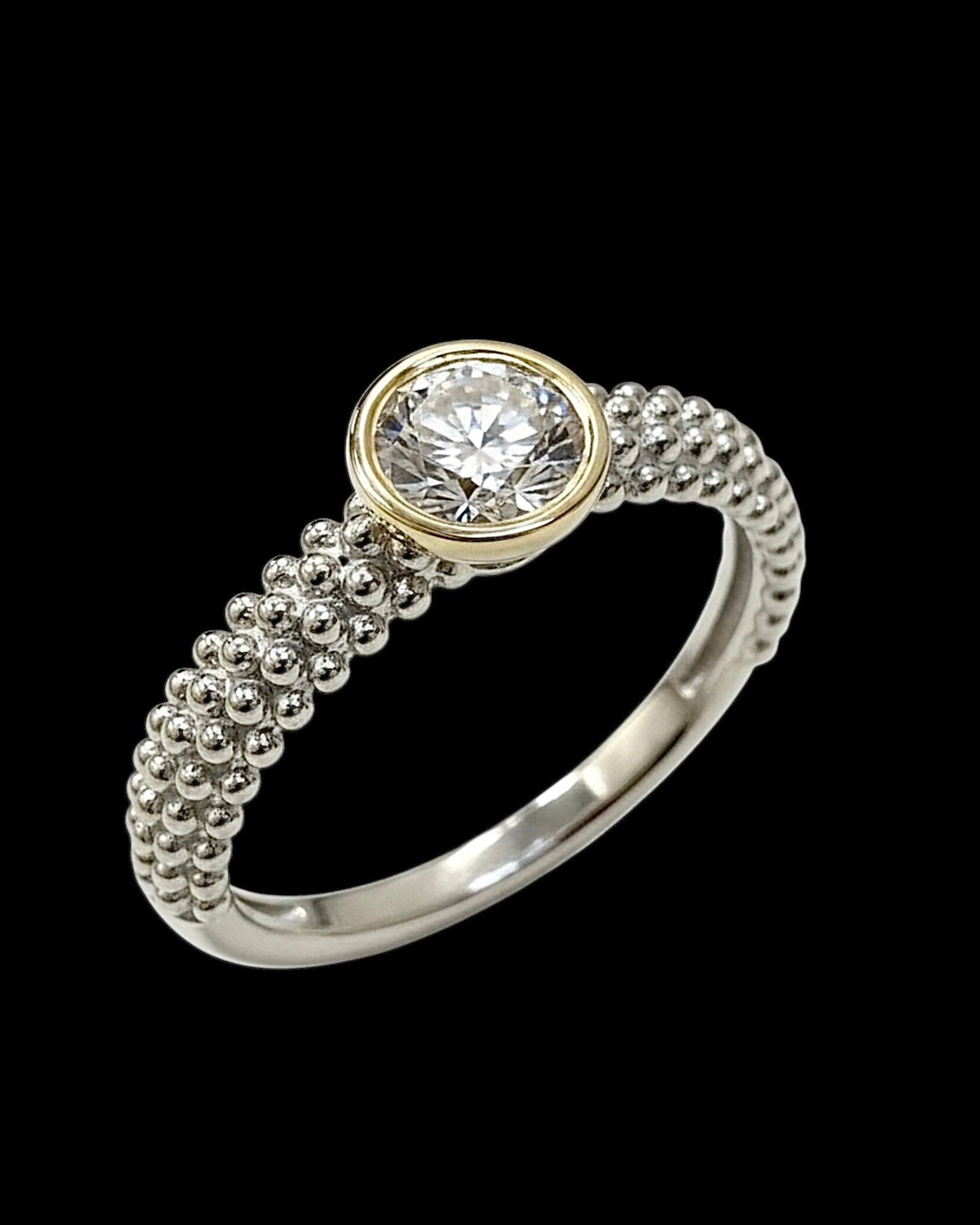 Solitaire Ring in Silver and Gold