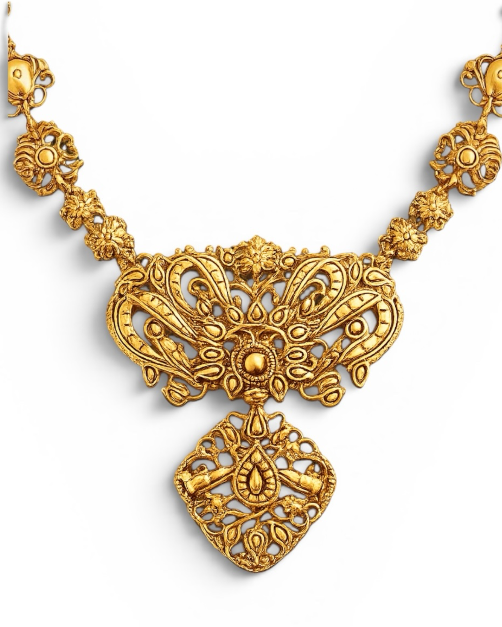 Filigree Bow Necklace in Gold-Plated Silver
