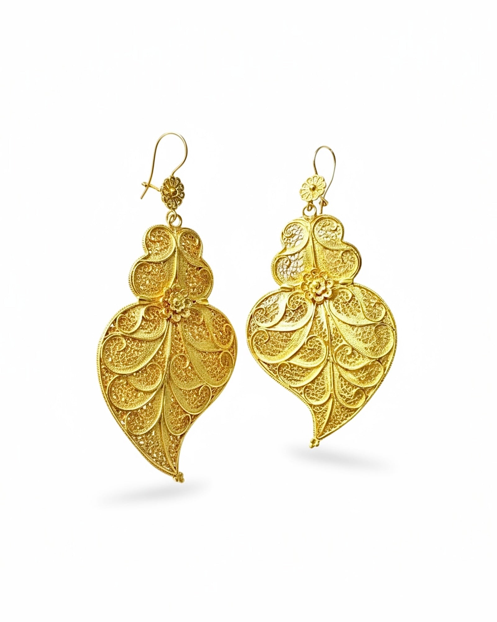 Viana Heart Earrings in Filigree in Gold Plated Silver