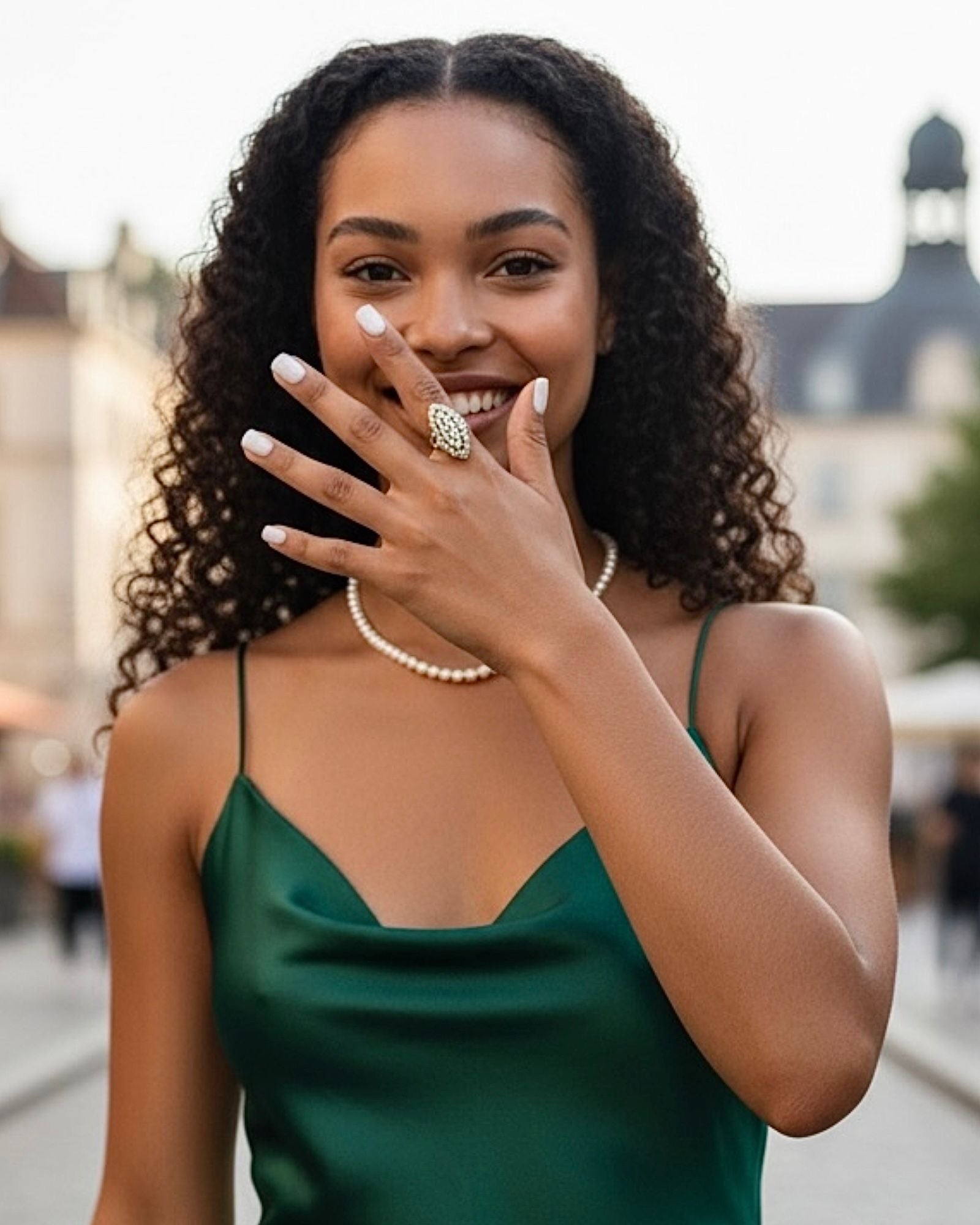 Anel Marcassites em Prata e Ouro com Design Alongado