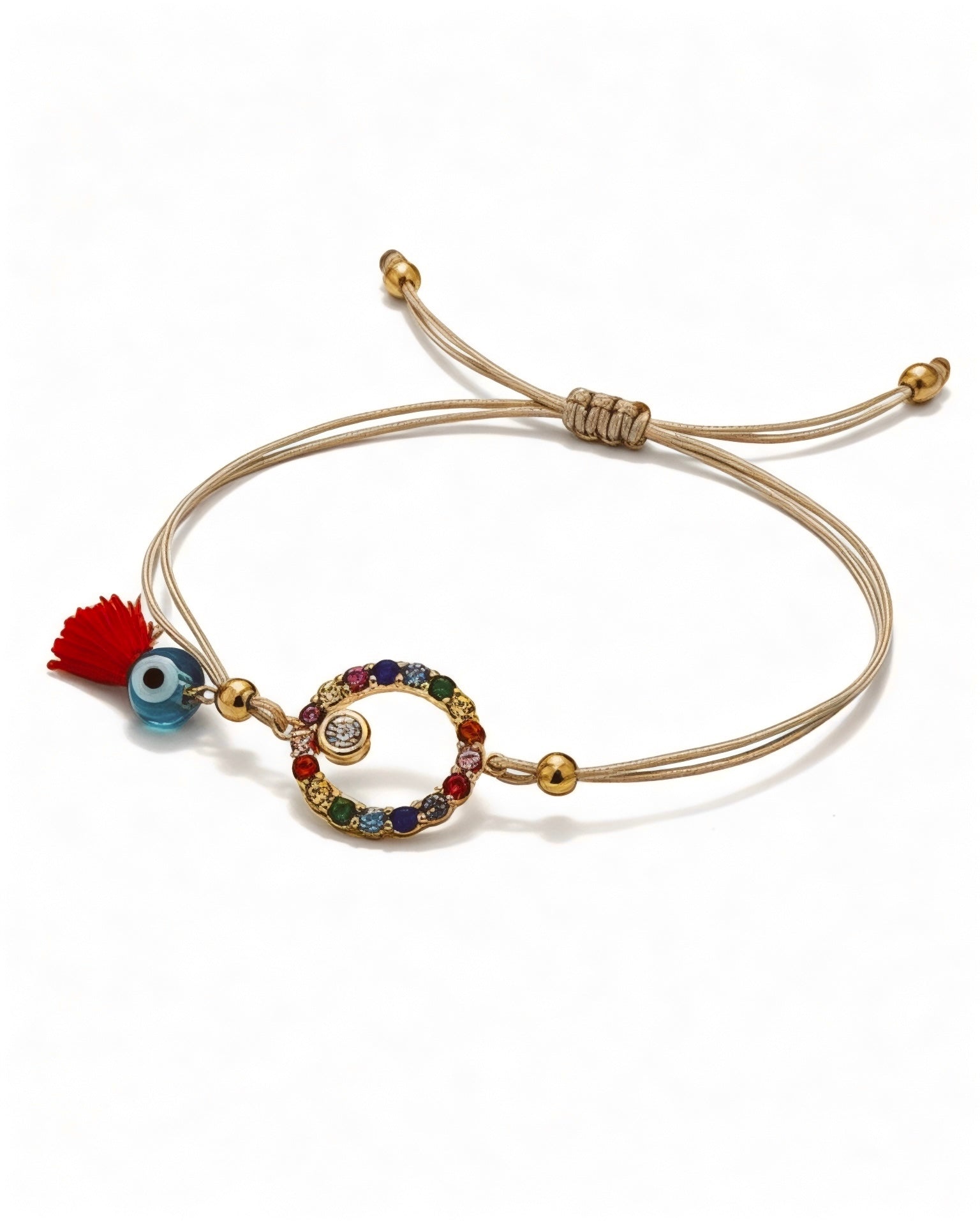 Rainbow Silk Bracelet in Gold-Plated Silver