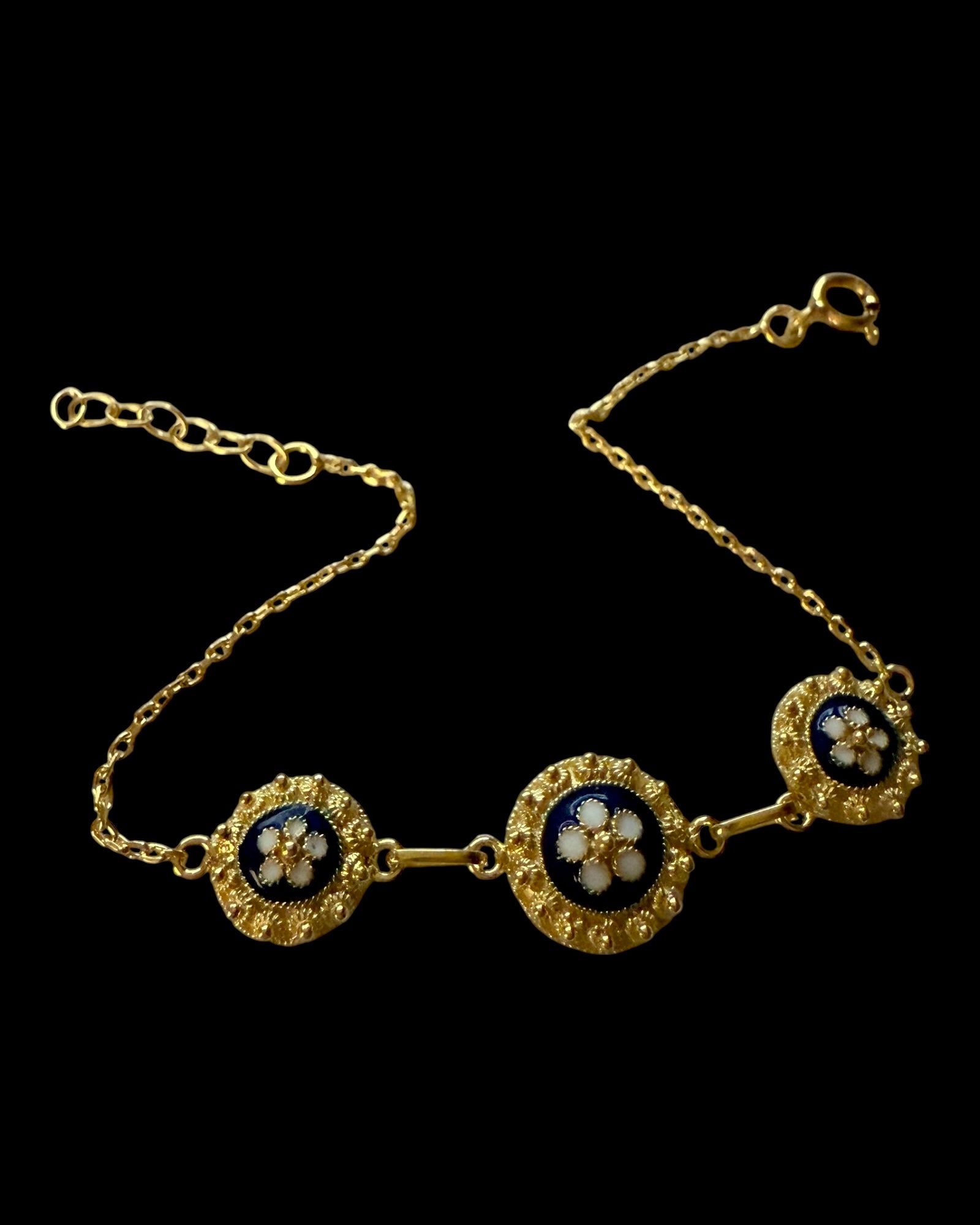 Pulseira Caramujos Azuis em Prata Dourada