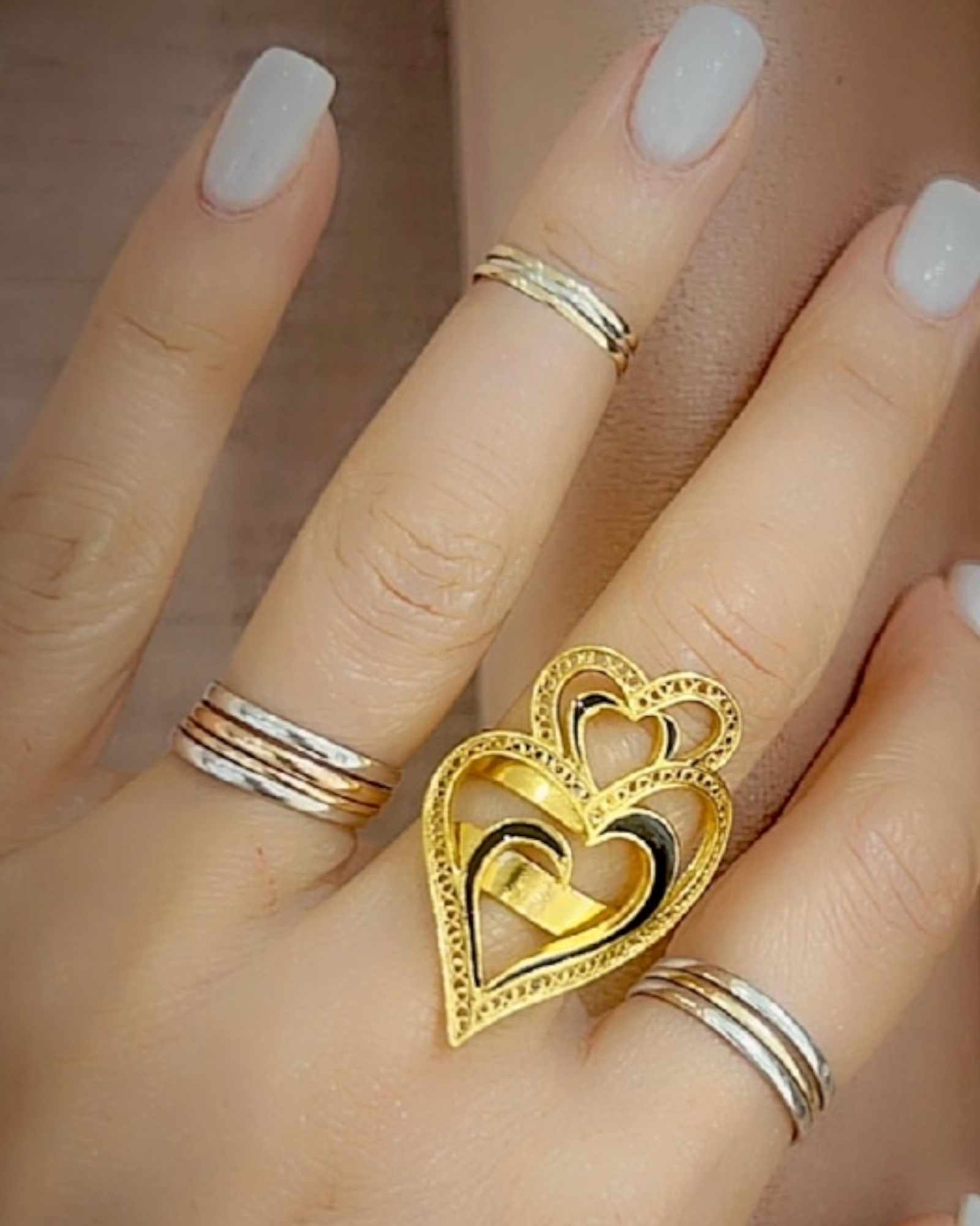 Viana Heart Ring is Love with Blue Enamel in Silver