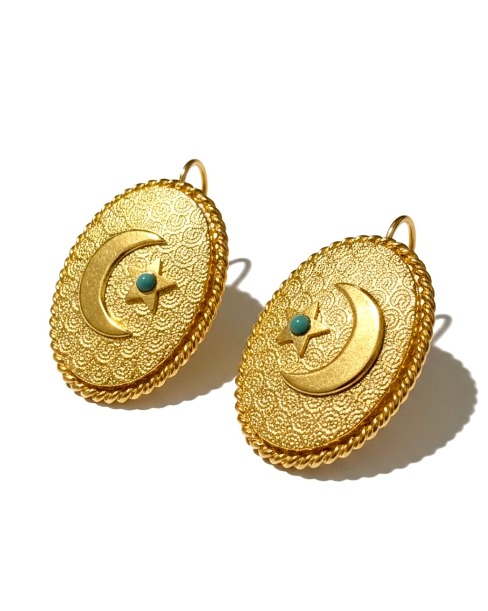 Baroque Earrings with Blue Stones in Gold-Plated Silver
