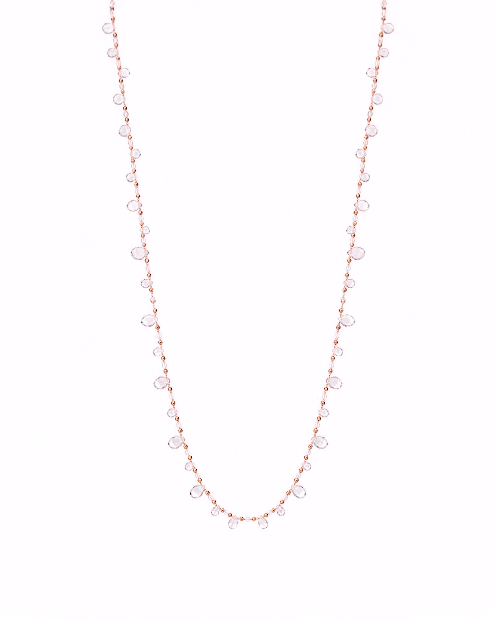 Colar Comprido em Prata Rosa