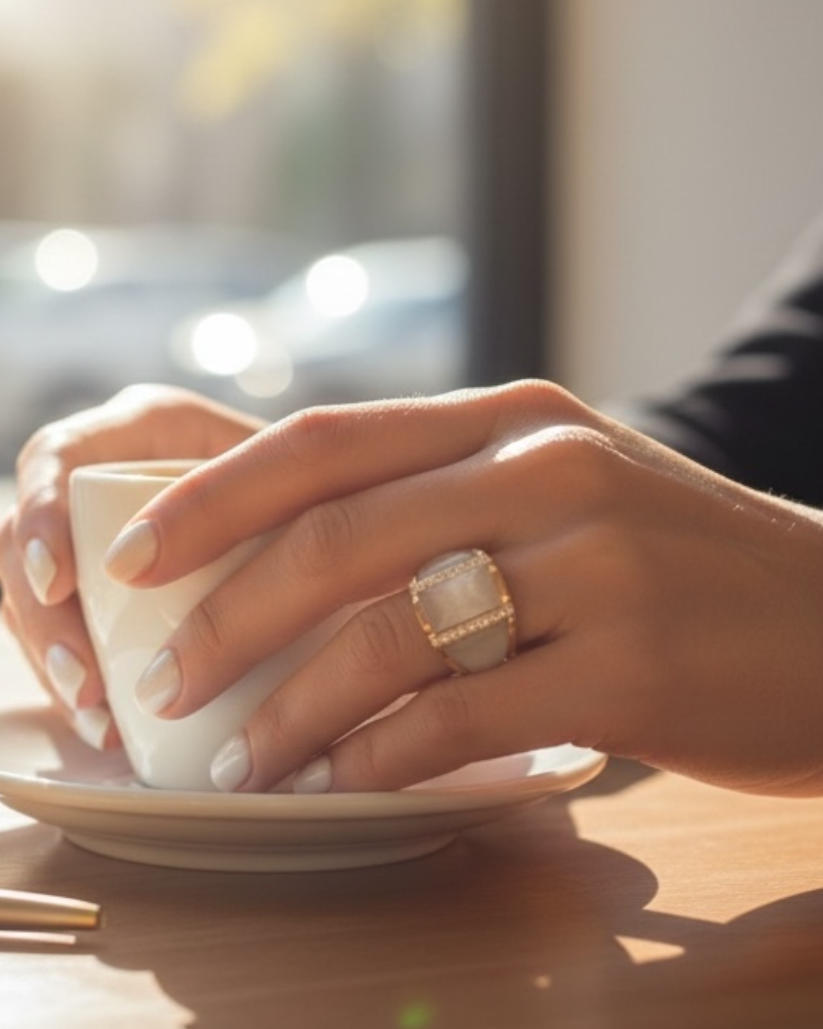 Anel com Madrepérola em Prata e Ouro