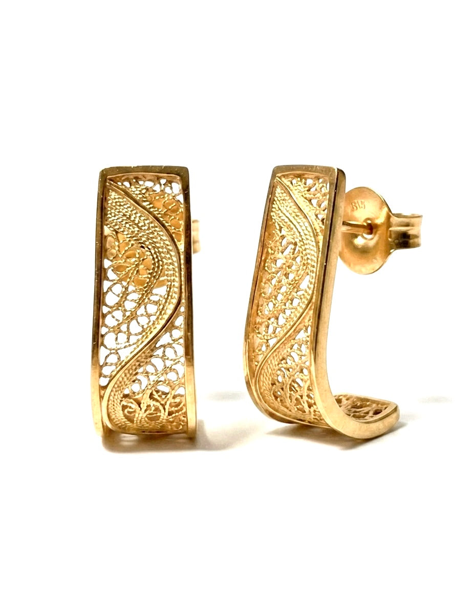 Filigree Princess Earrings in Gold-Plated Silver