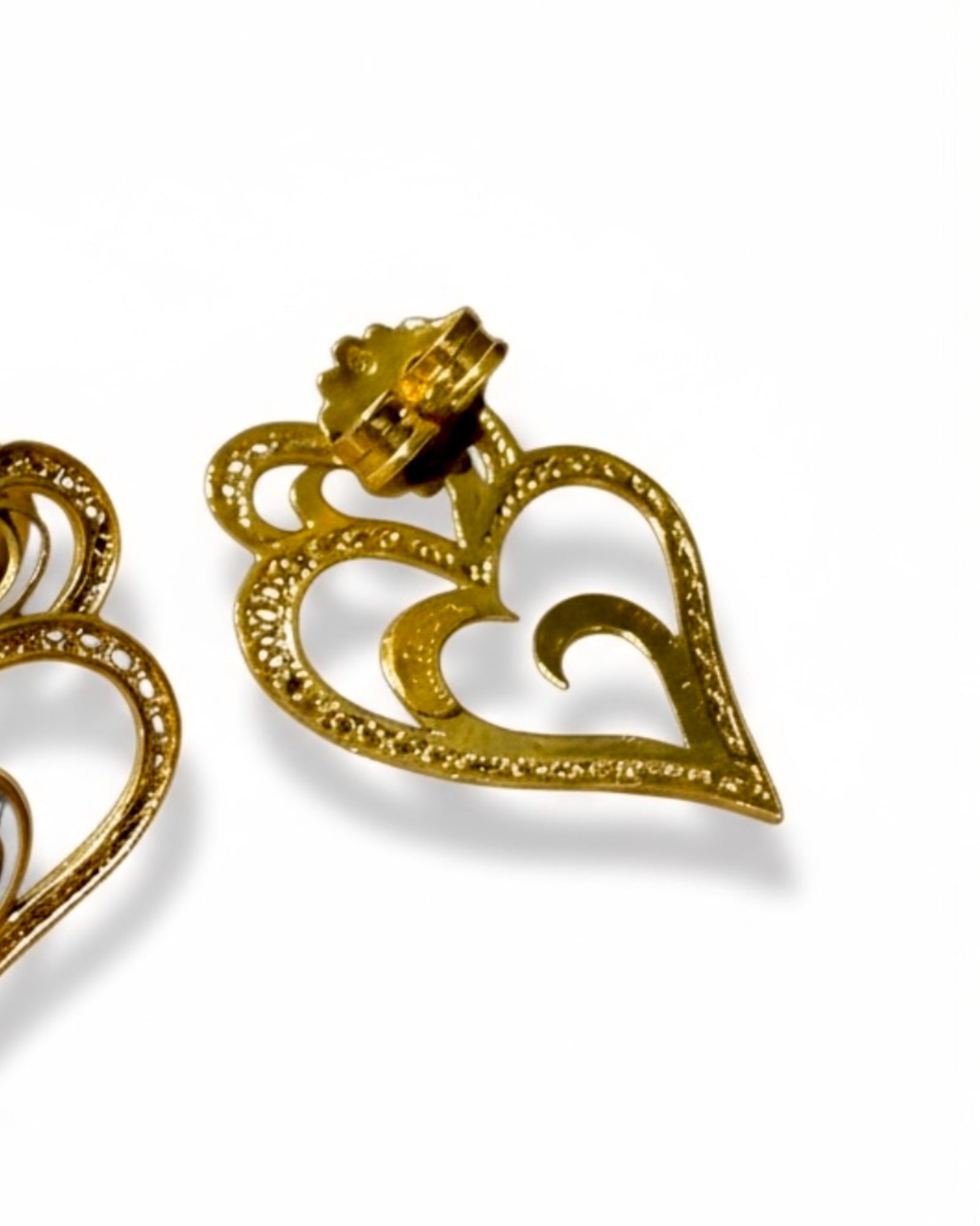 Viana is Love Heart Earrings with Black Enamel on Gold Plated Silver