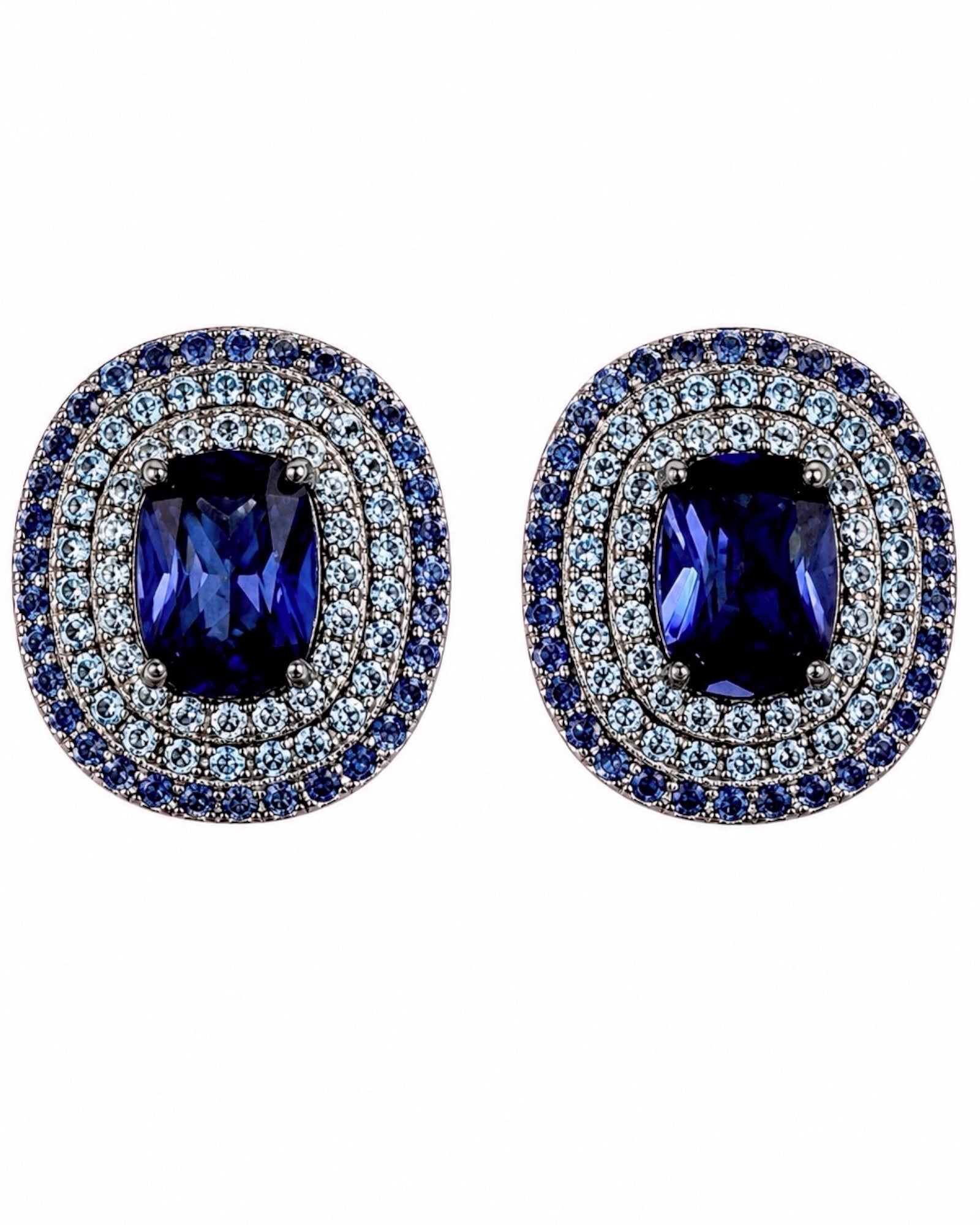Brincos Cor Azul  em Prata