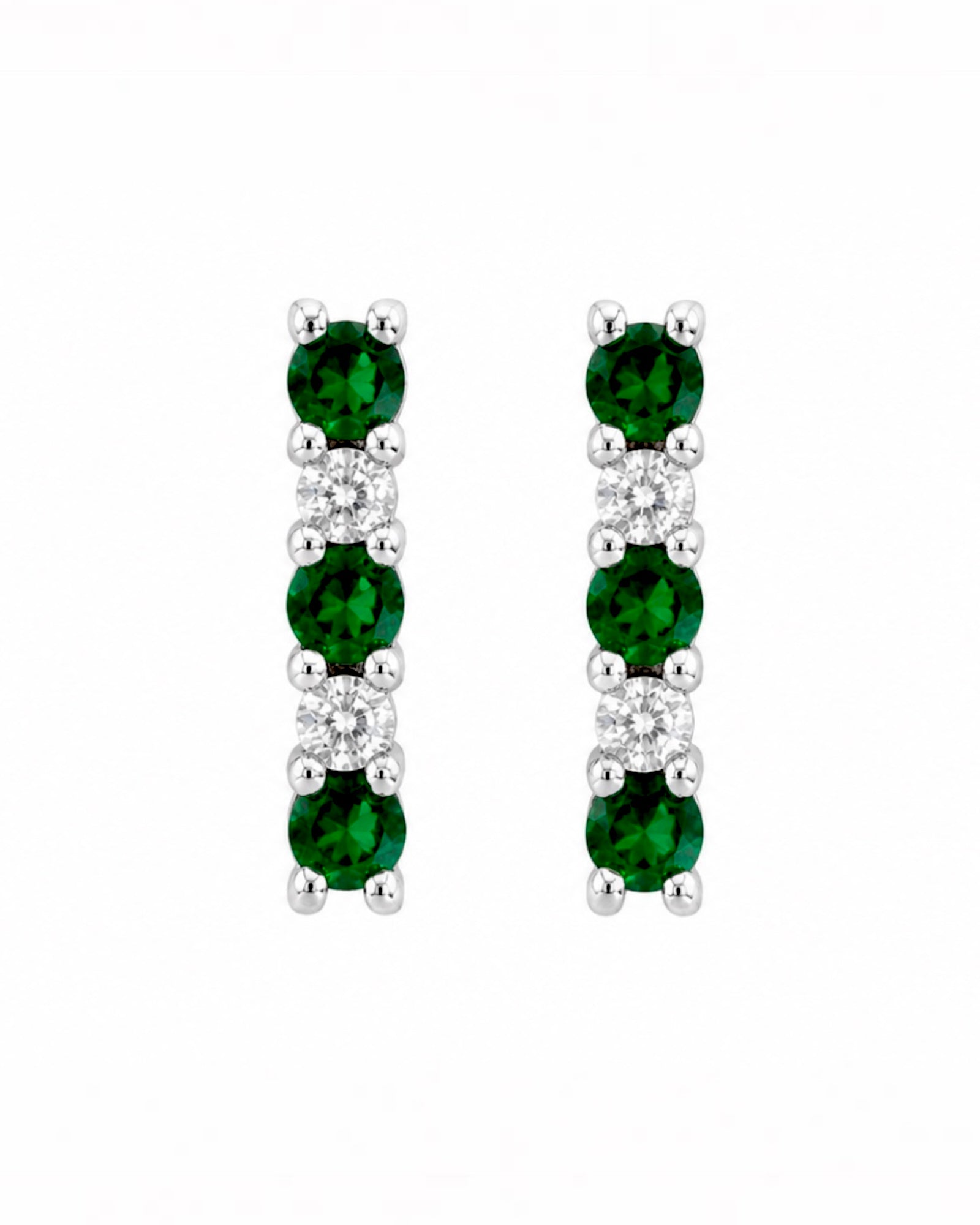 Green Silver Earrings