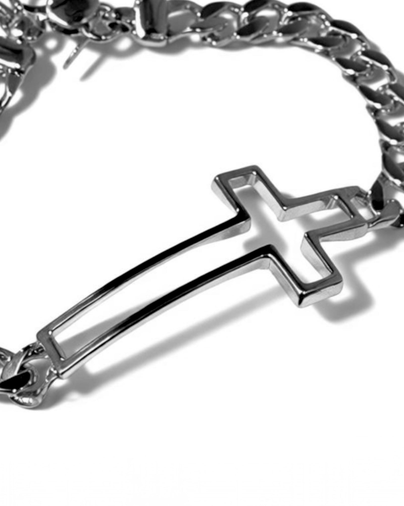 Pulseira Corrente com Cruz em Prata - Homem